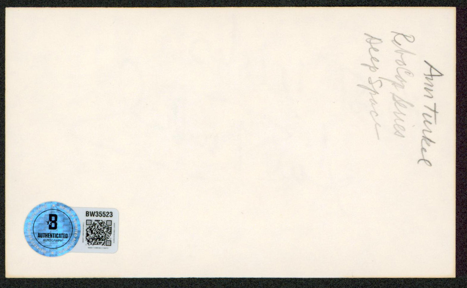 Ann Turkel RoboCop "Best Wishes" Authentic Signed 3x5 Index Card BAS #BW35523