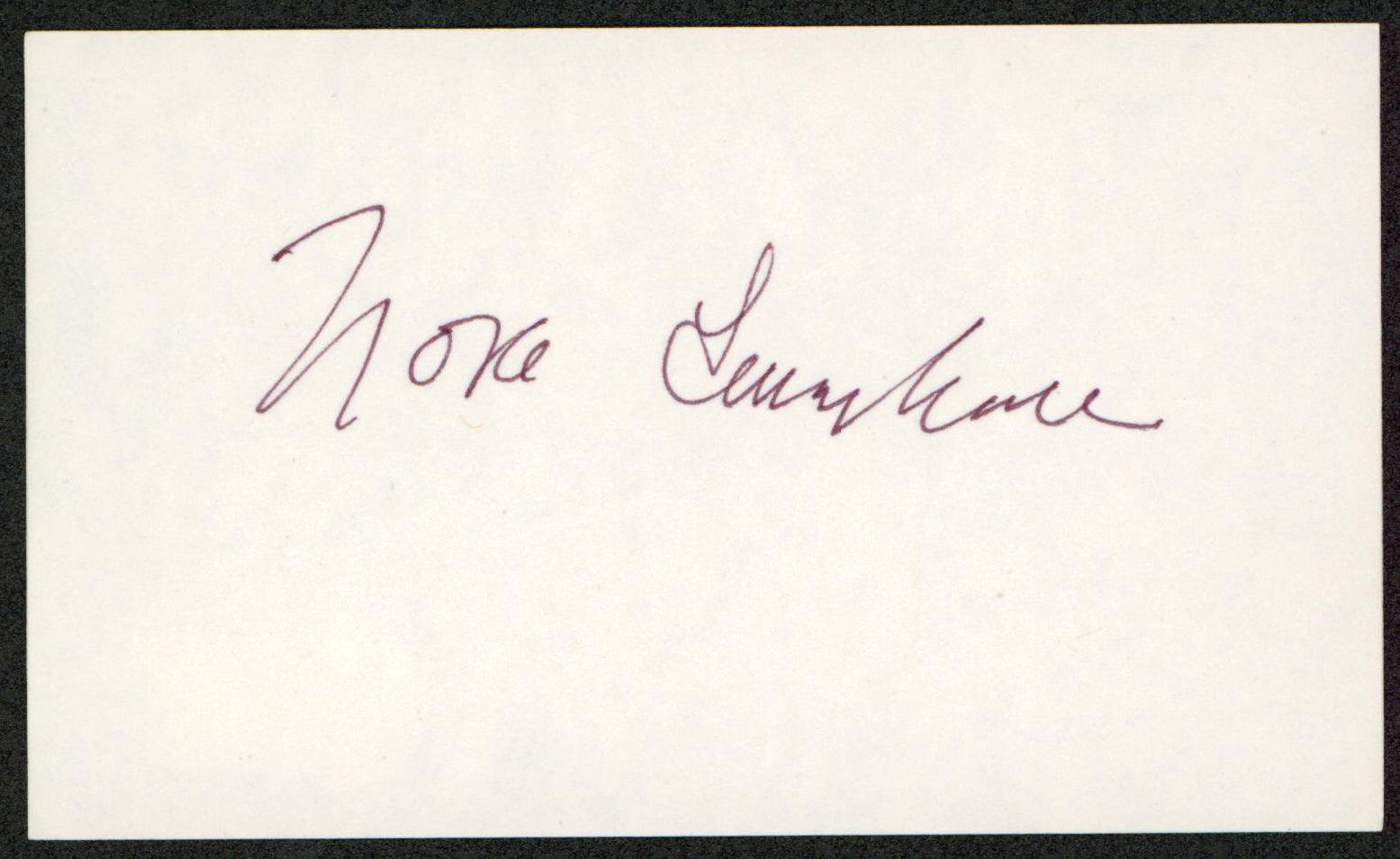 Nora Swinburne Lot's Wife Authentic Signed 3x5 Index Card BAS #BW70144