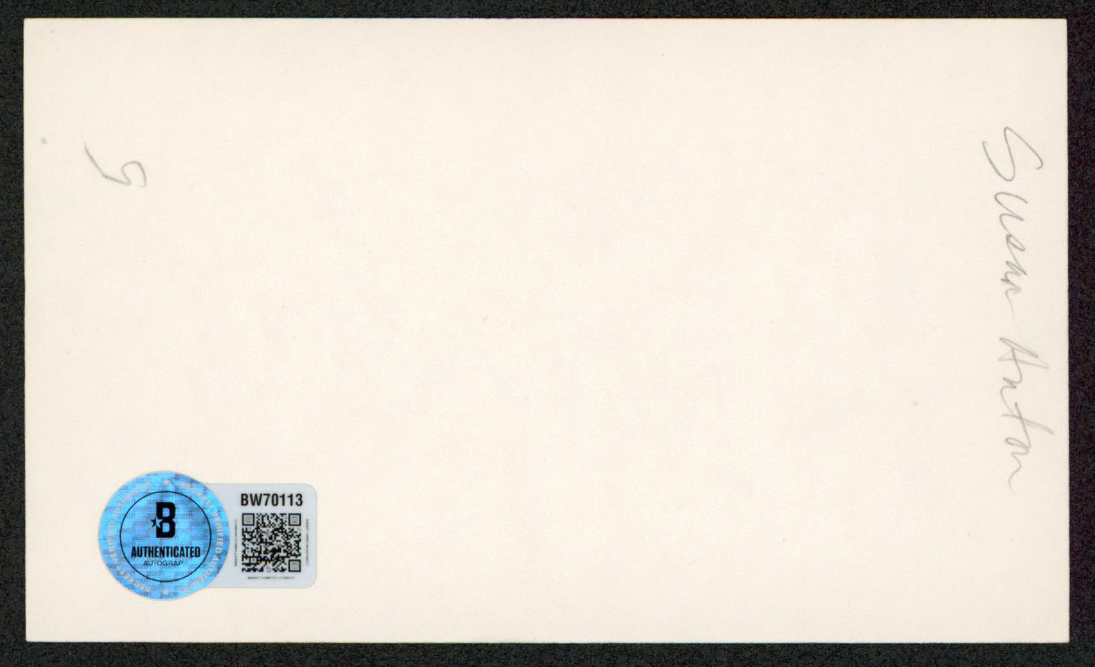 Susan Anton Goldengirl Authentic Signed 3x5 Index Card Autographed BAS #BW70113