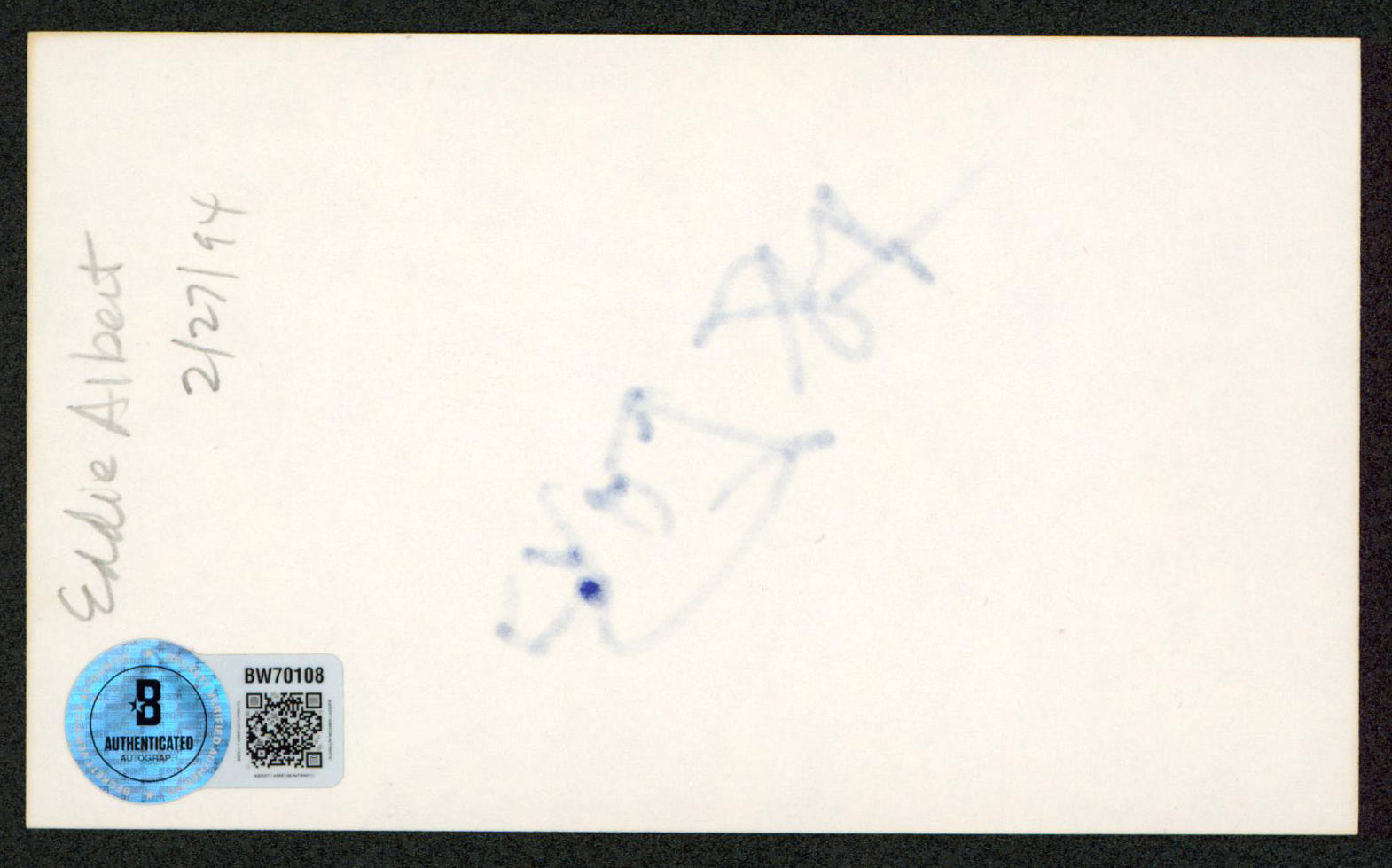Eddie Albert Green Acres Authentic Signed 3x5 Index Card BAS #BW70108