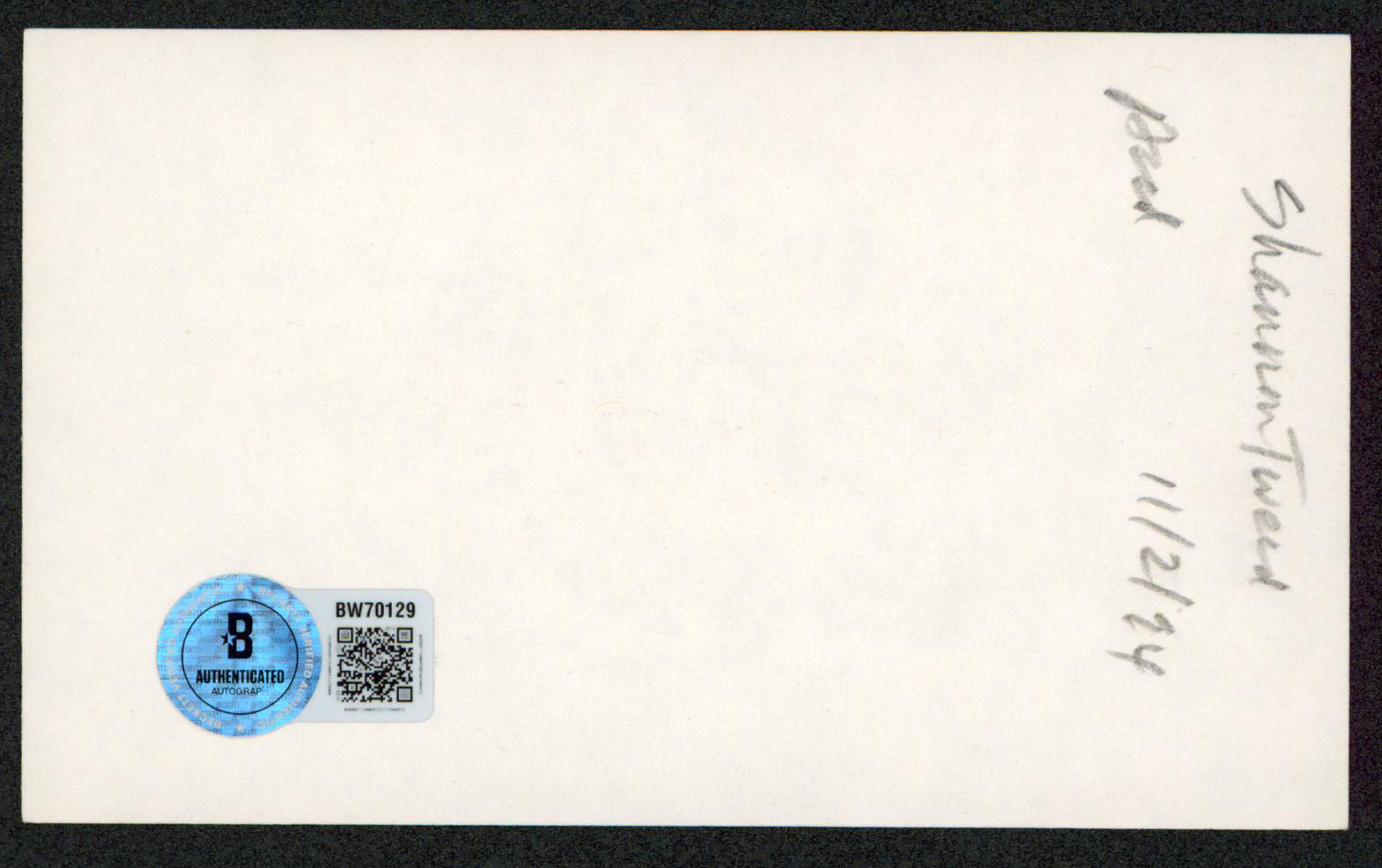 Shannon Tweed Electra Authentic Signed 3x5 Index Card Autographed BAS #BW70129