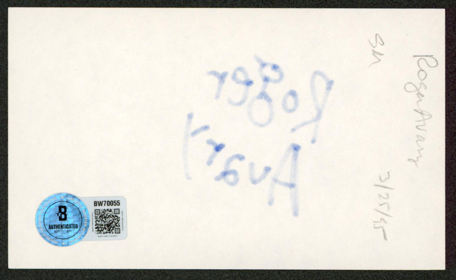 Roger Avary Pulp Fiction Authentic Signed 3x5 Index Card Autographed BAS