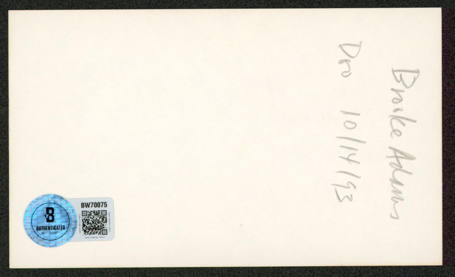 Brooke Adams Invasion of the Body Snatchers Authentic Signed 3x5 Index Card BAS