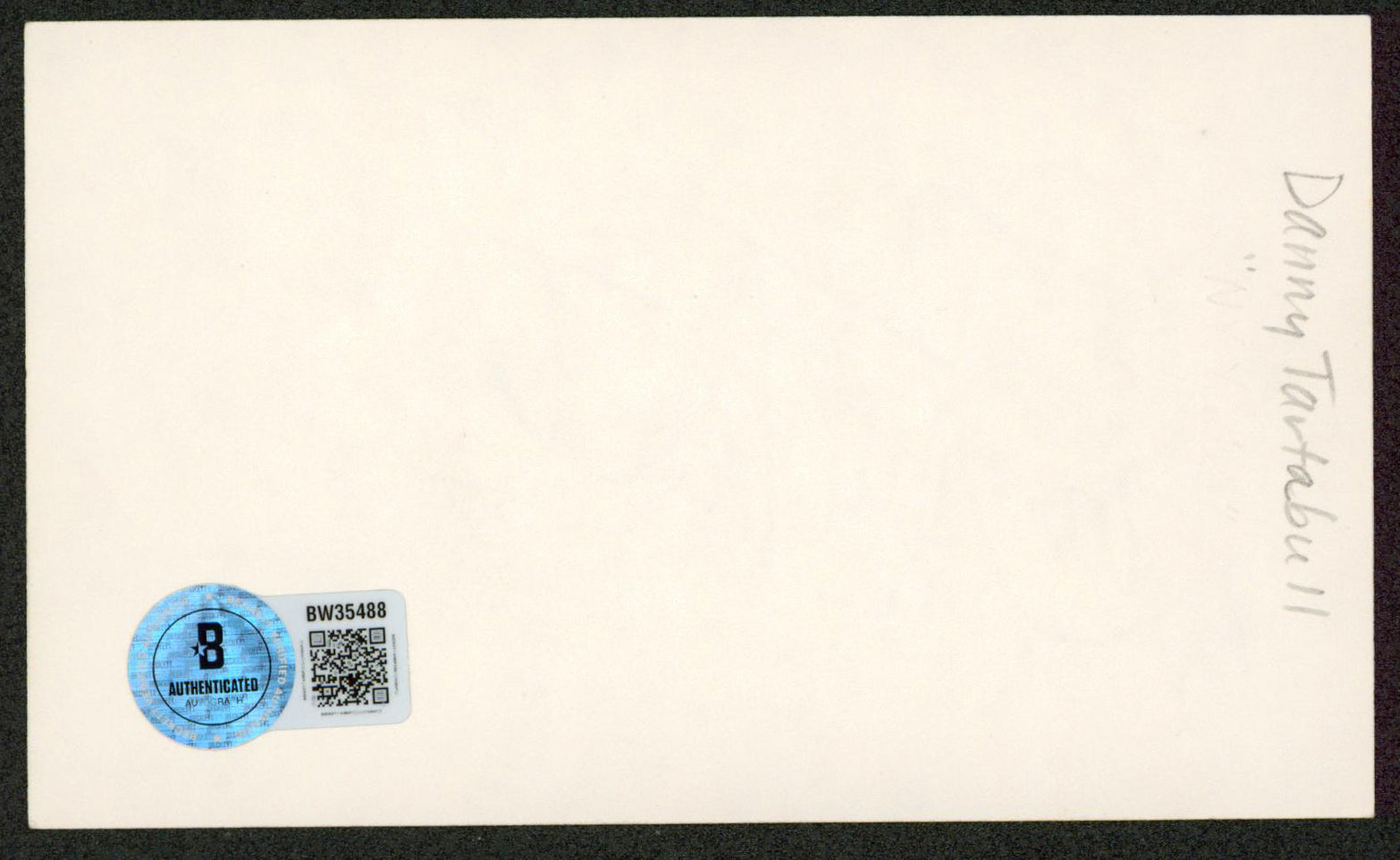 Royals Danny Tartabull Authentic Signed 3x5 Index Card Autographed BAS