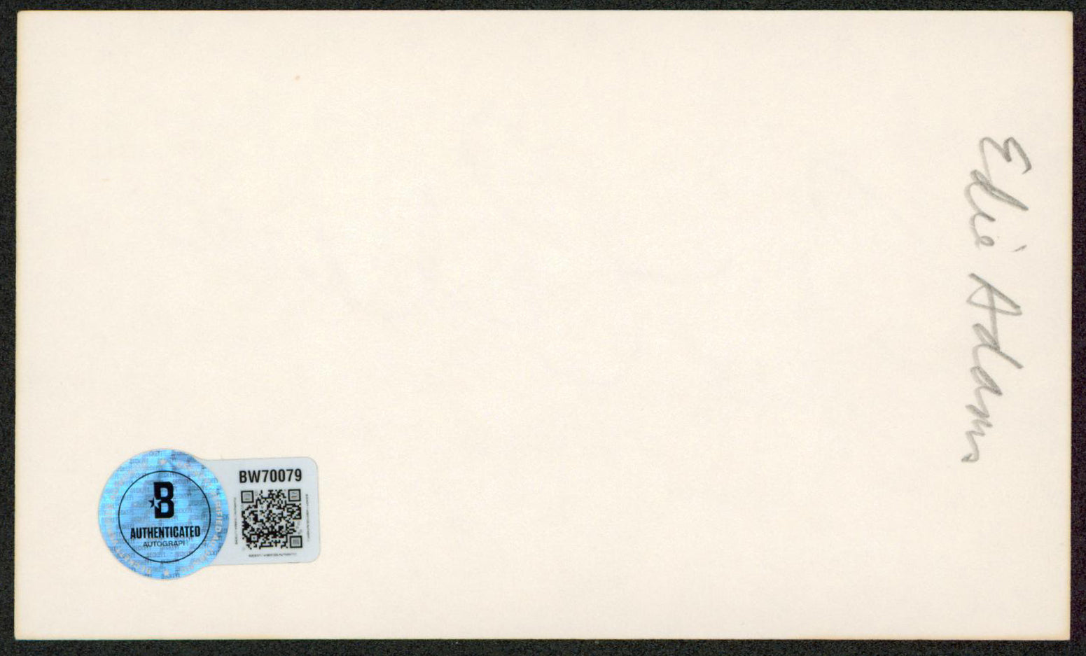 Edie Adams It's a Mad, Mad, Mad, Mad World Authentic Signed 3x5 Index Card BAS 2
