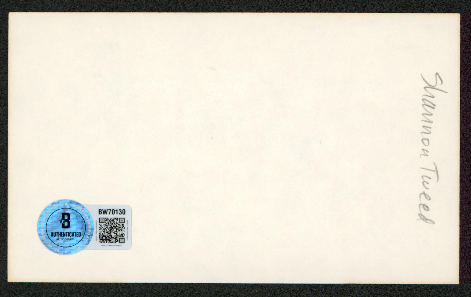 Shannon Tweed Electra Authentic Signed 3x5 Index Card Autographed BAS 2