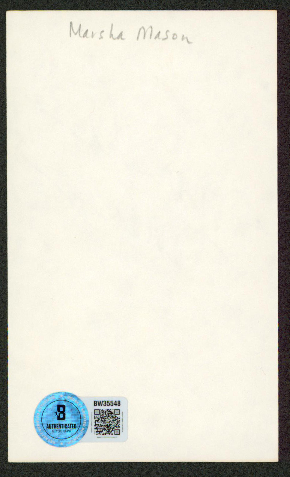 Marsha Mason Cinderella Liberty Authentic Signed 3x5 Index Card BAS #BW35548