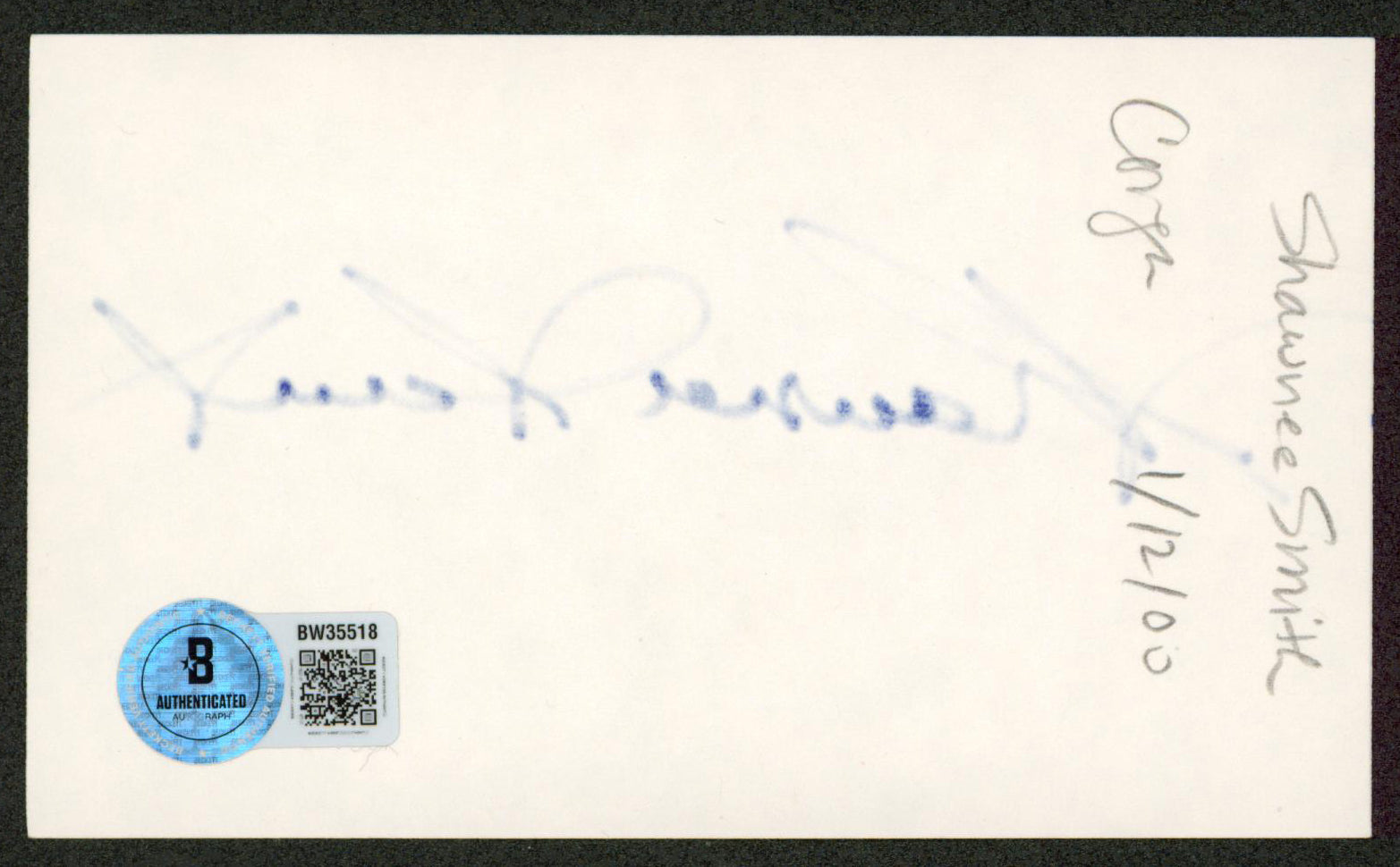 Shawnee Smith Saw Authentic Signed 3x5 Index Card Autographed BAS