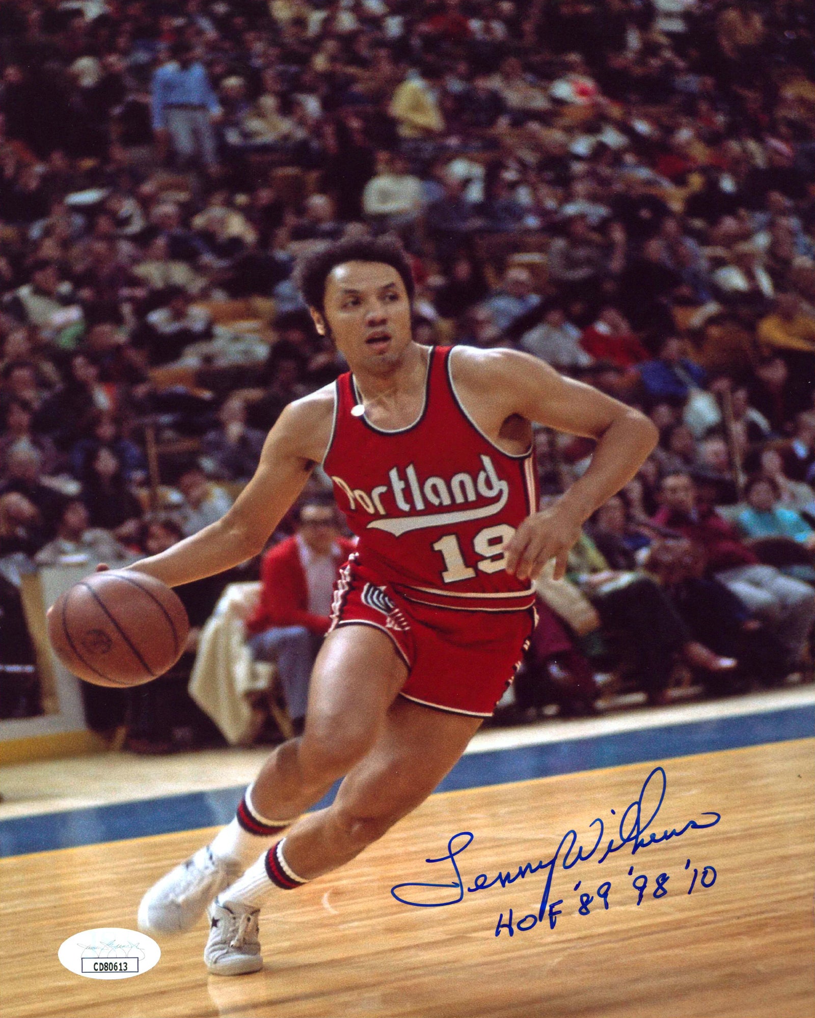 Blazers Lenny Wilkens "HOF '89 '98 '10" Authentic Signed 8x10 Photo JSA #CD80613
