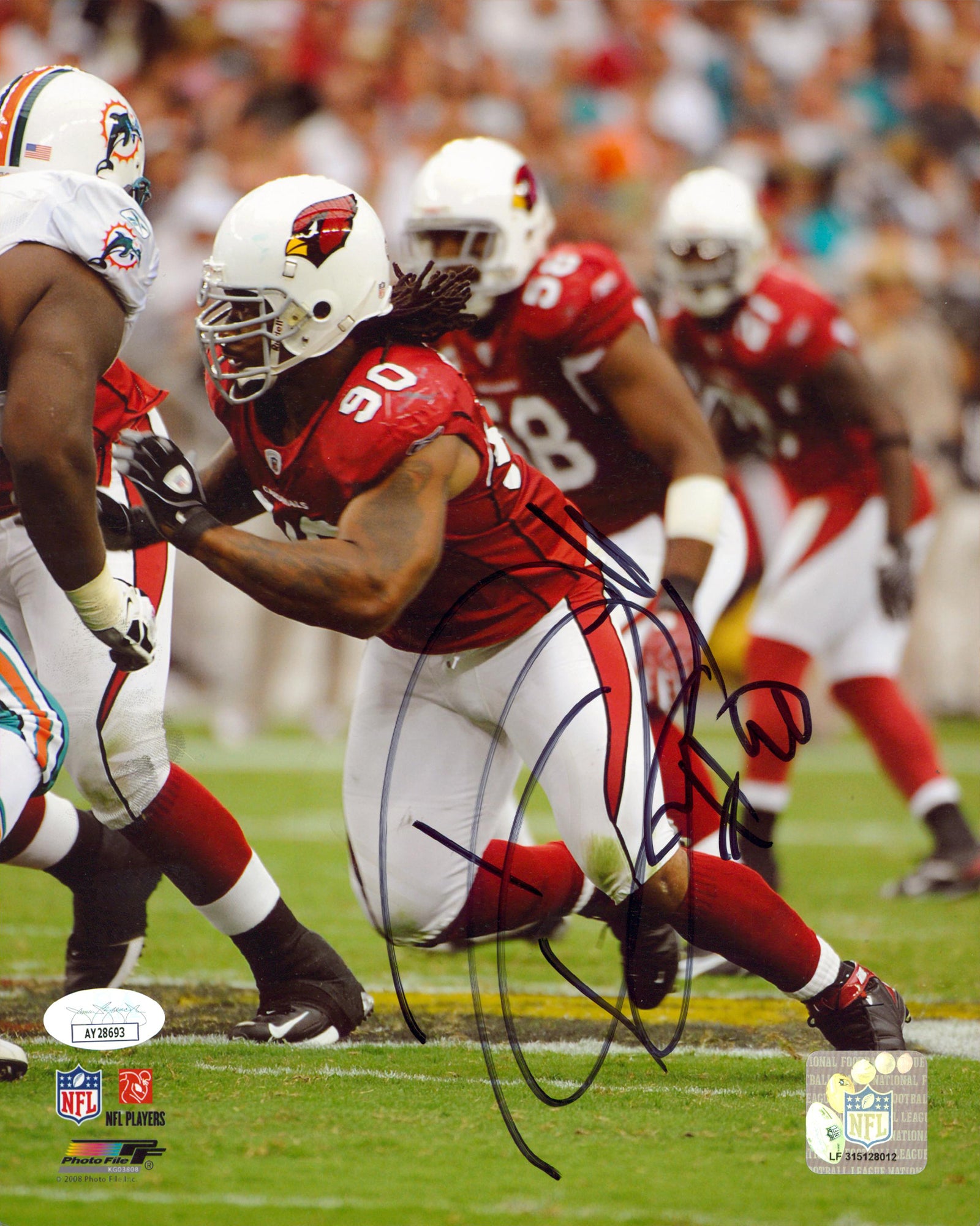 Cardinals Darnell Dockett Authentic Signed 8x10 PhotoFile Photo JSA #AY28693