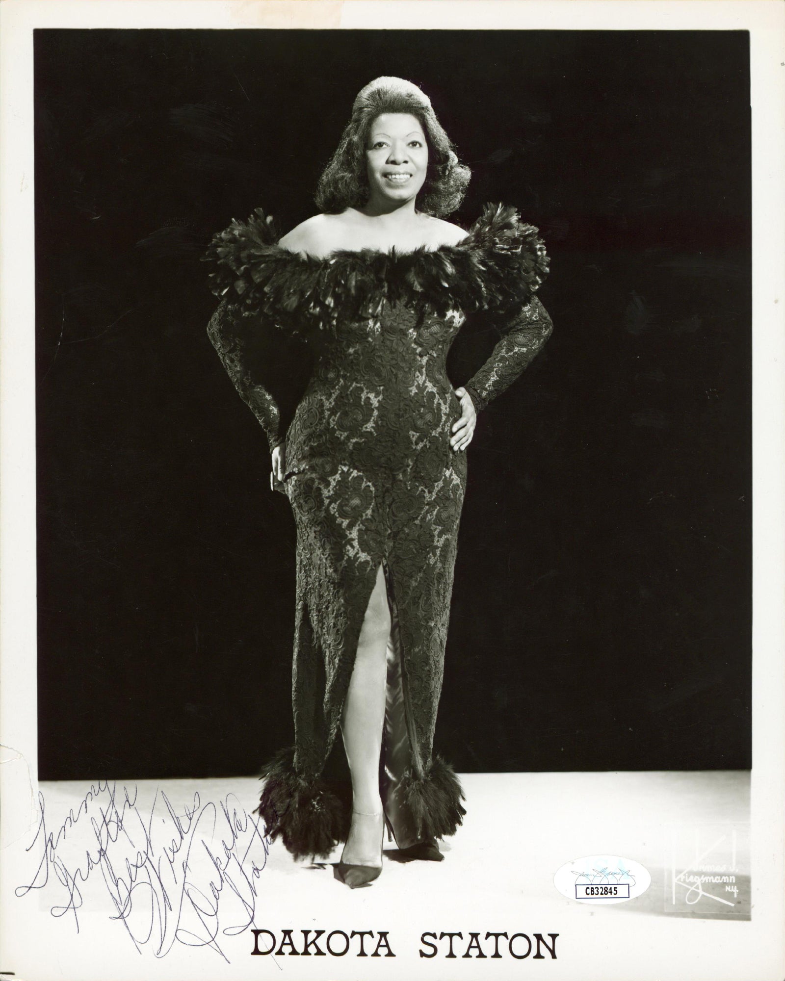 Dakota Staton The Late Late Show "Best Wishes" Signed 8x10 Photo JSA #CB32845