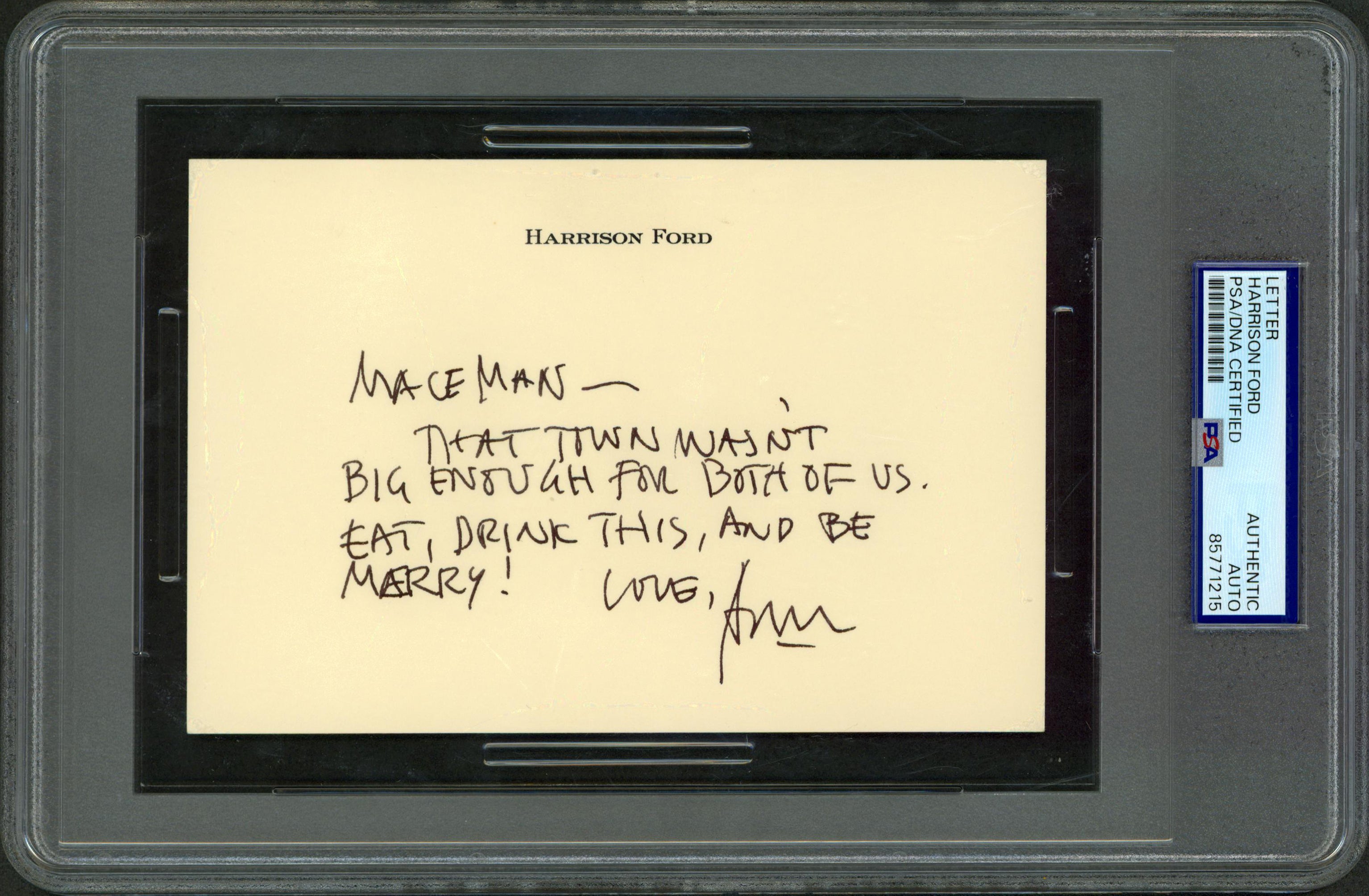 Harrison Ford Star Wars Signed 4.25x6.25 Handwritten Letter PSA/DNA Slabbed