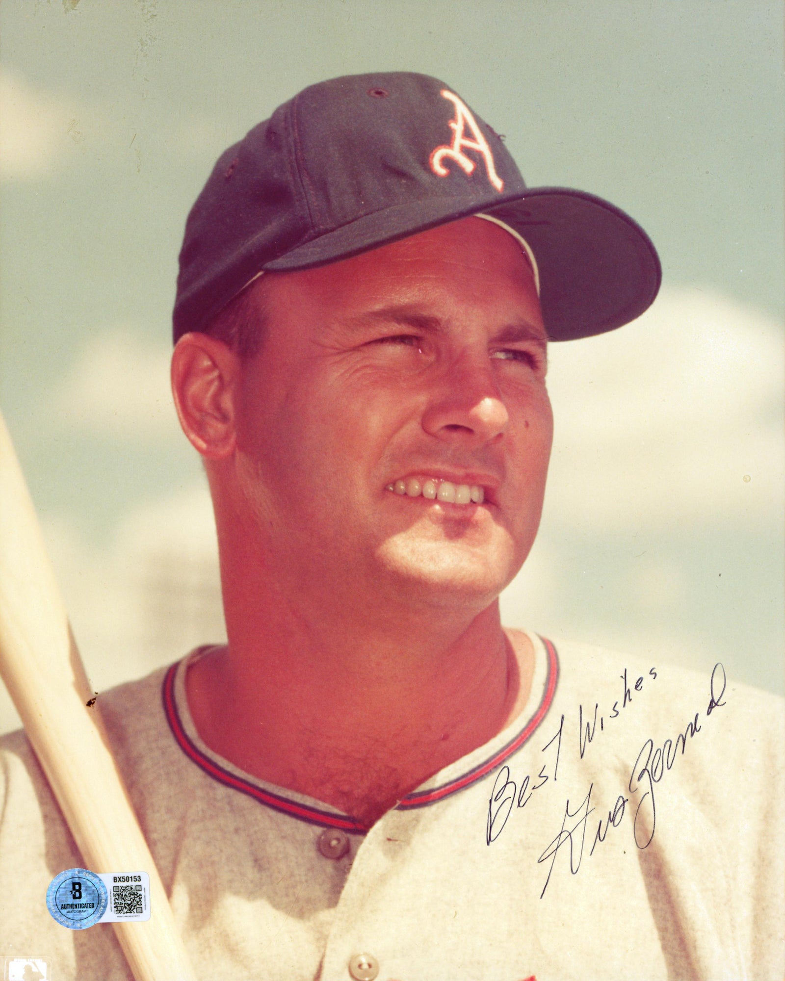 Athletics Gus Zernial "Best Wishes" Authentic Signed 8x10 Photo BAS #BX50153