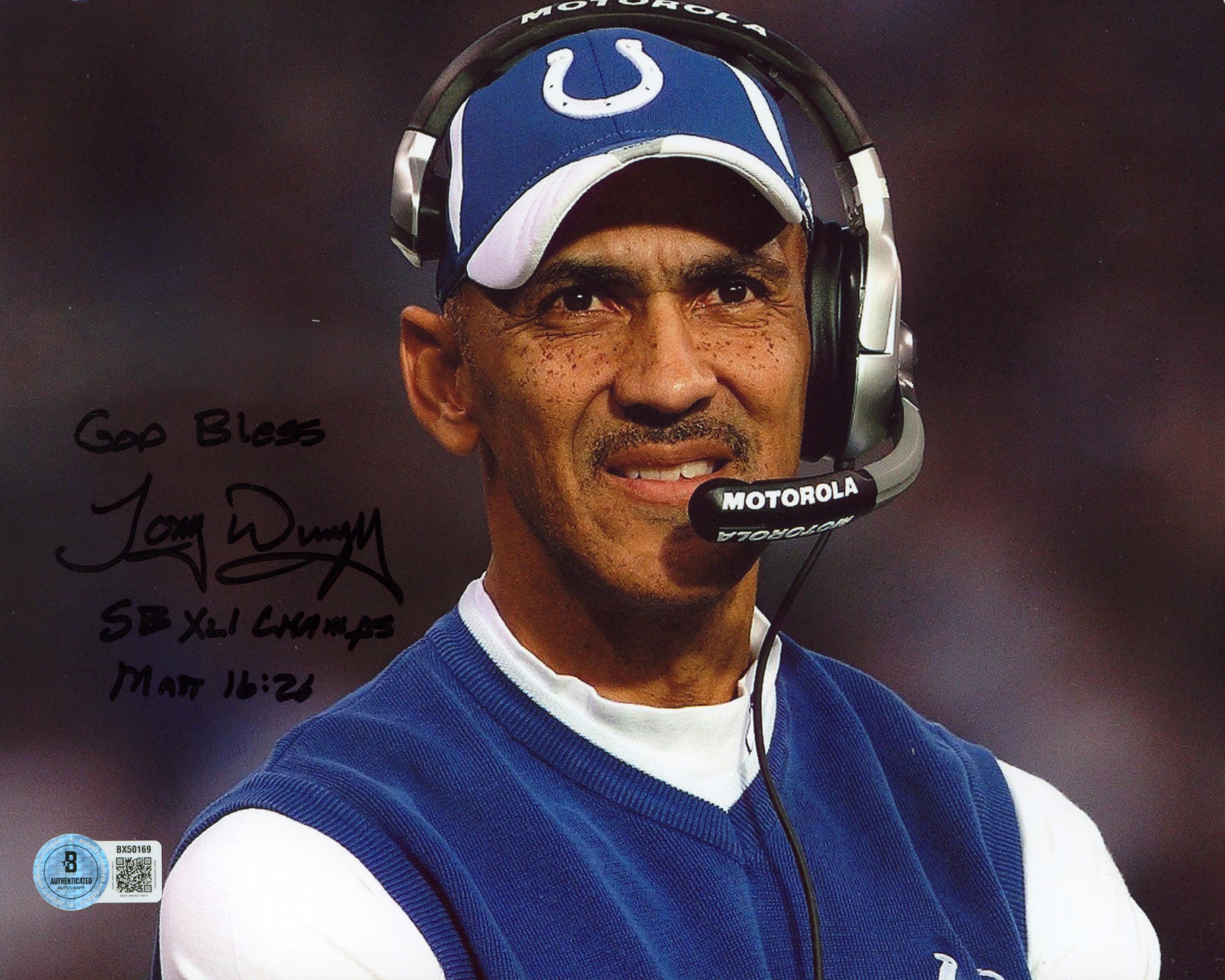 Colts Tony Dungy "3x Insc" Authentic Signed 8x10 Photo Autographed BAS 4