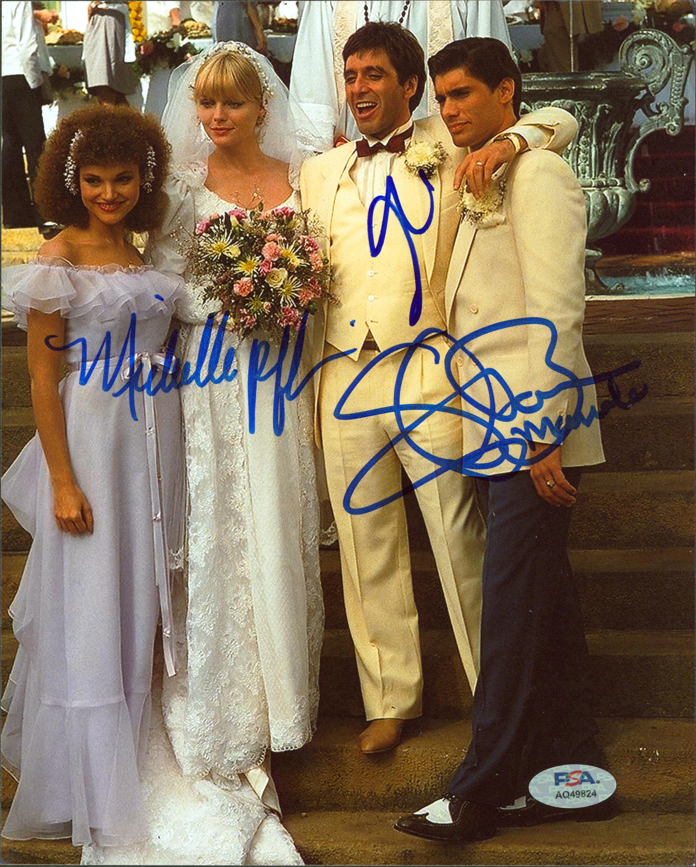 Scarface (3) Pacino, Pfeiffer, & Bauer Authentic Signed 8x10 Photo PSA #AQ49824