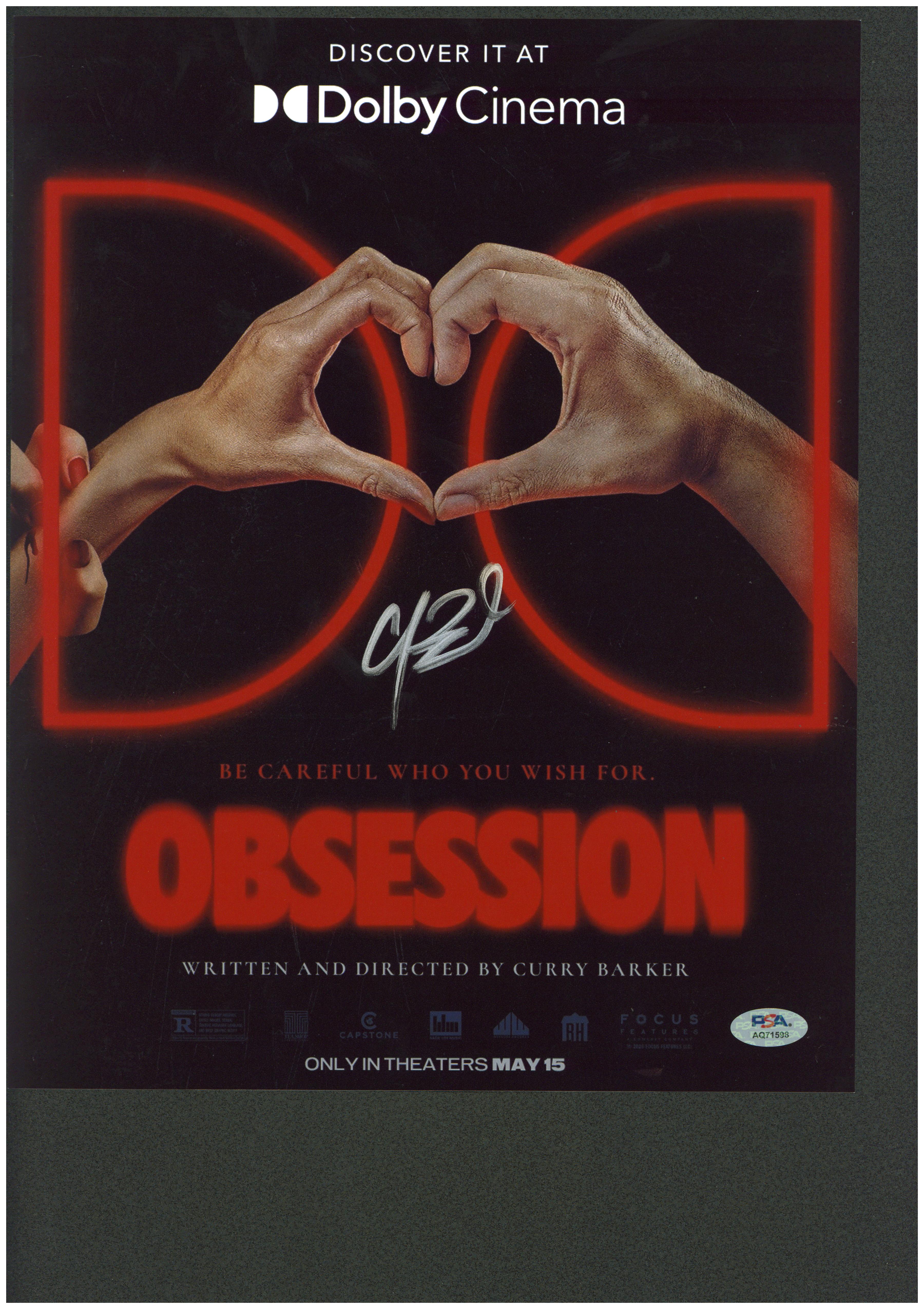 Curry Barker Obsession Authentic Signed 11x14 Vertical Photo PSA/DNA #AQ71598