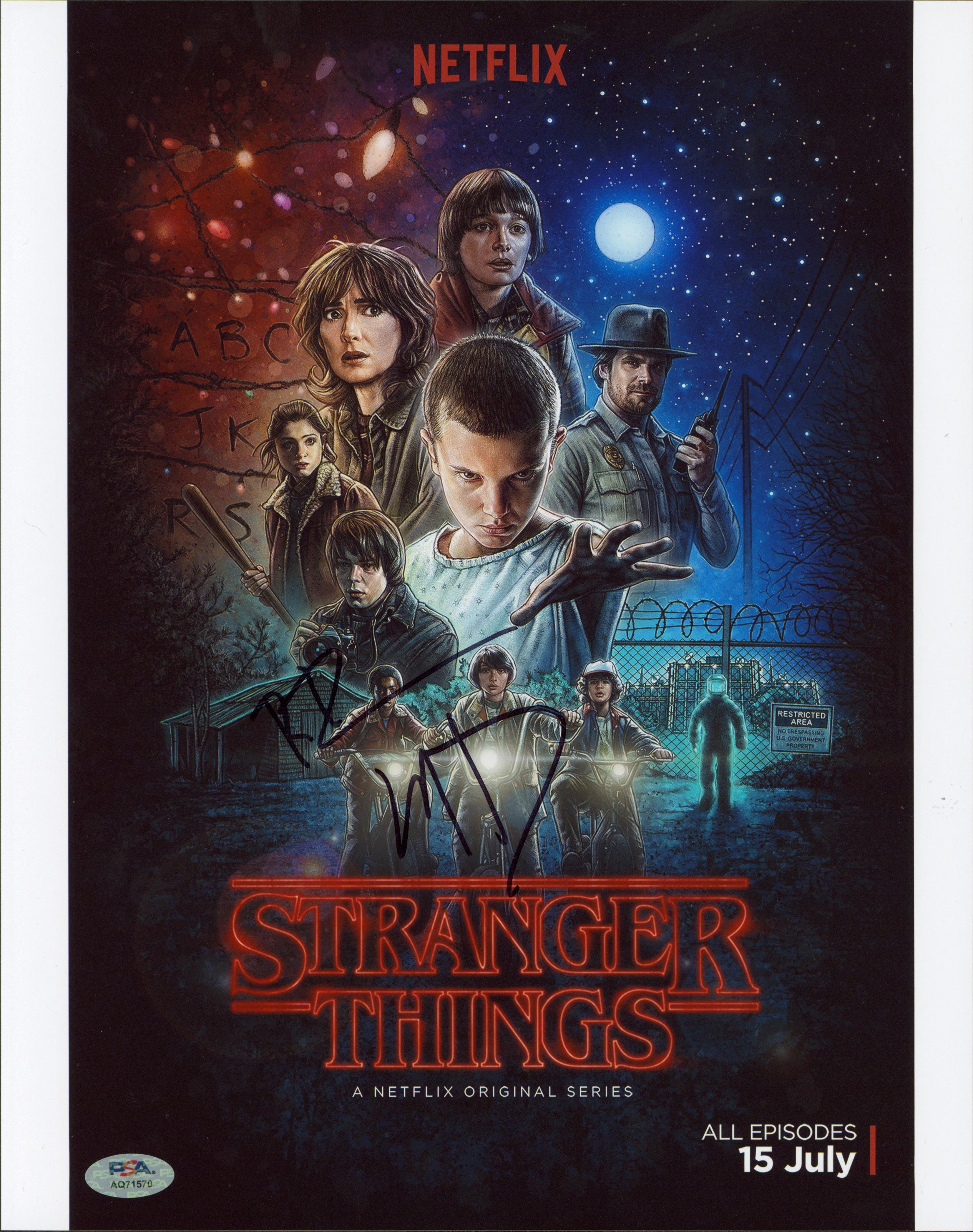 Matt & Ross Duffer Stranger Things Authentic Signed 11x14 Photo PSA/DNA #AQ71570