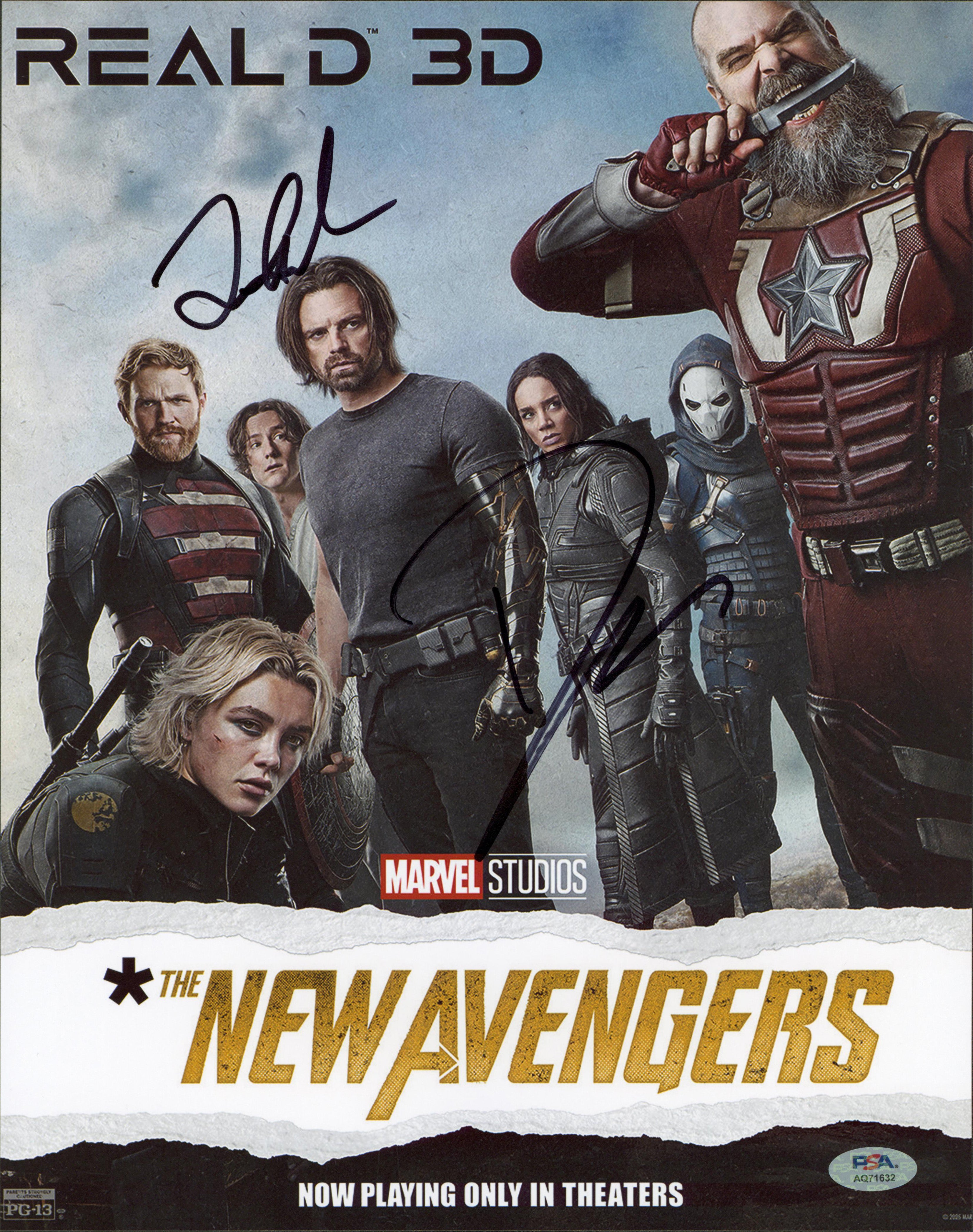 Lewis Pullman & David Harbour Marvel's Thunderbolts Signed 11x14 Photo PSA