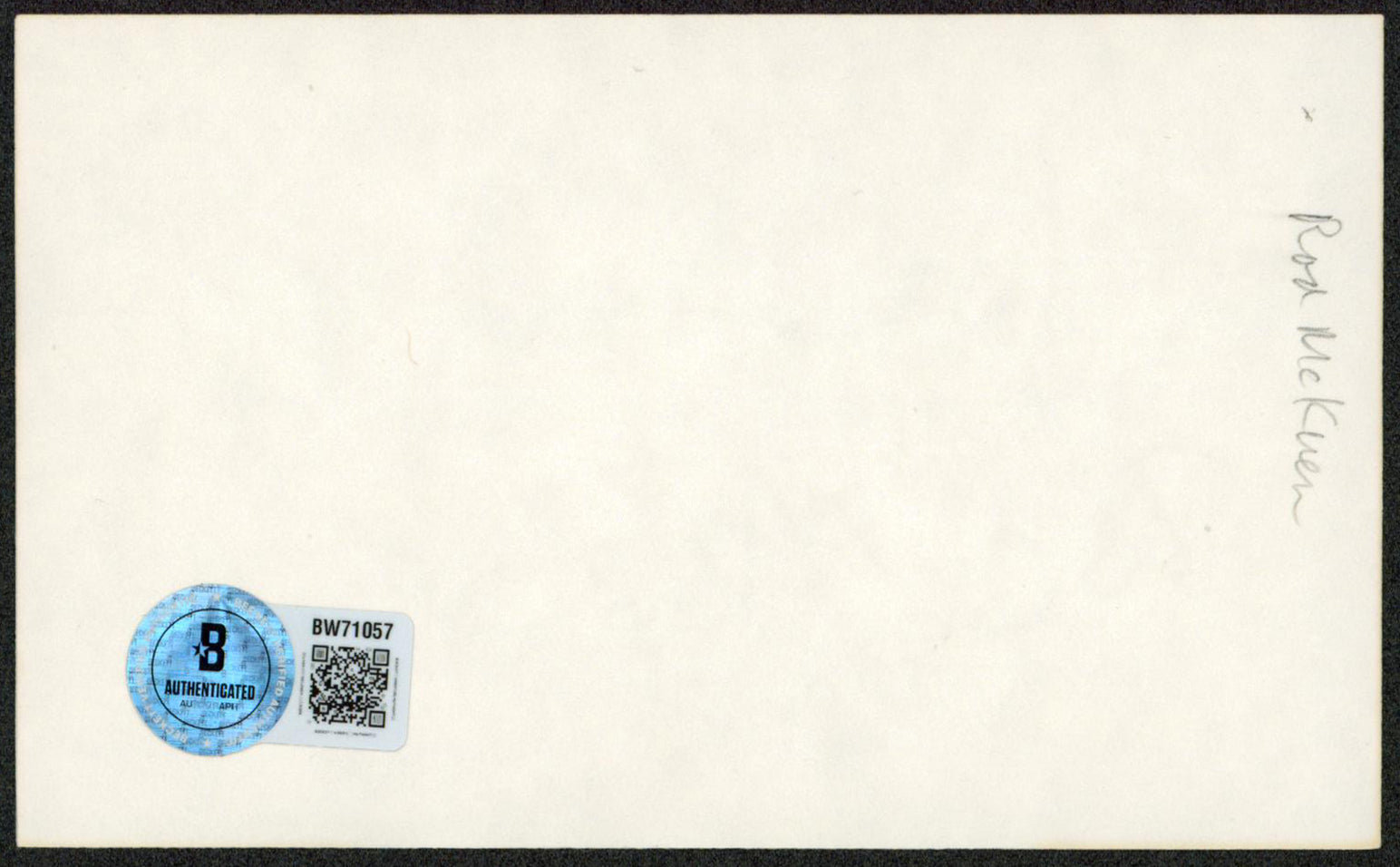 Rod McKuen "Love" Authentic Signed 3x5 Index Card Autographed BAS #BW71057