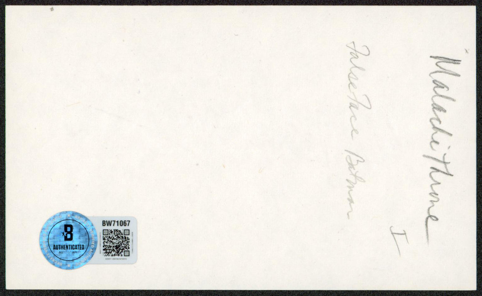 Malachi Throne It Takes A Thief "To Don" Signed 3x5 Index Card BAS #BW71067