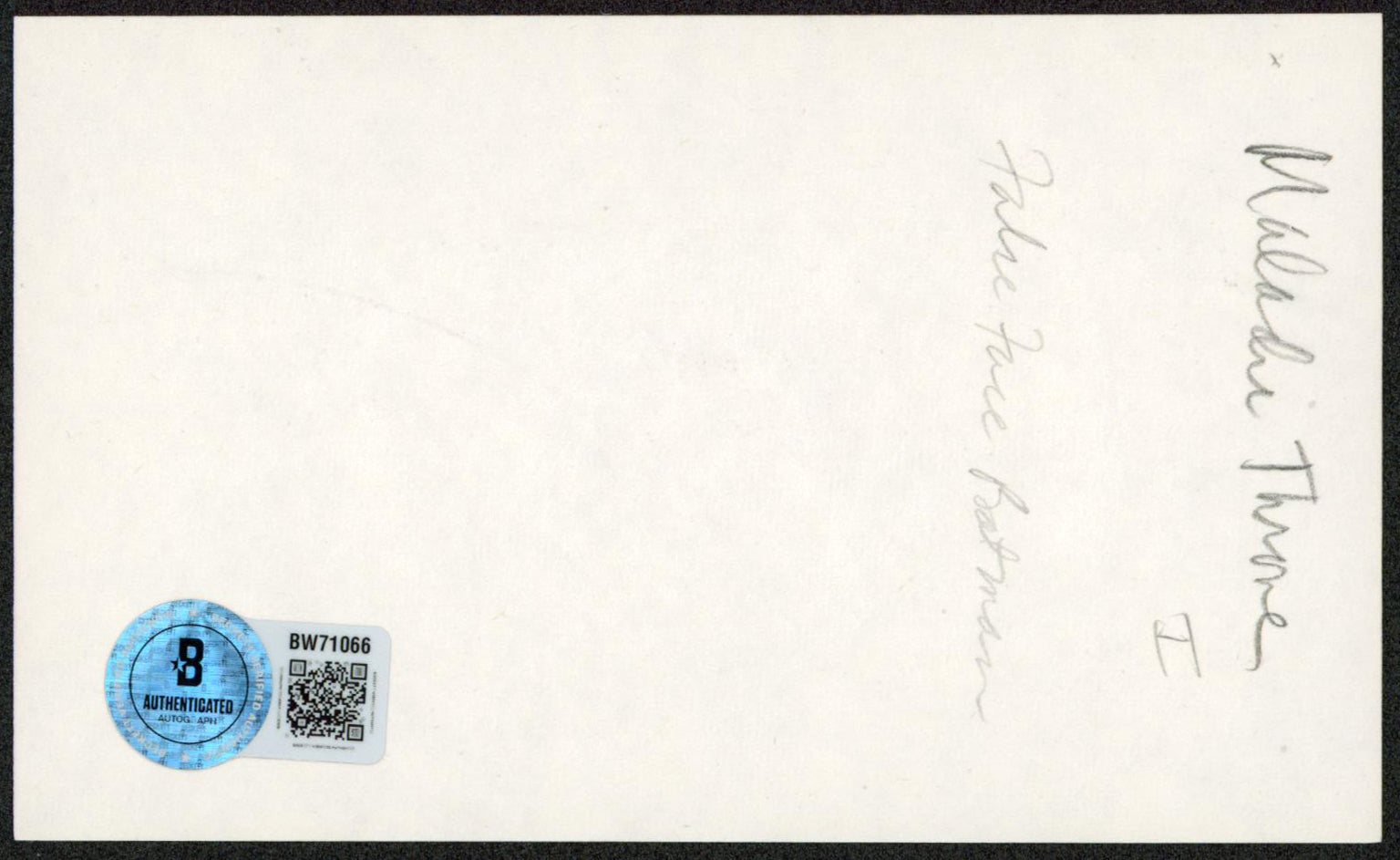 Malachi Throne It Takes A Thief "Hi Don" Signed 3x5 Index Card BAS #BW71066