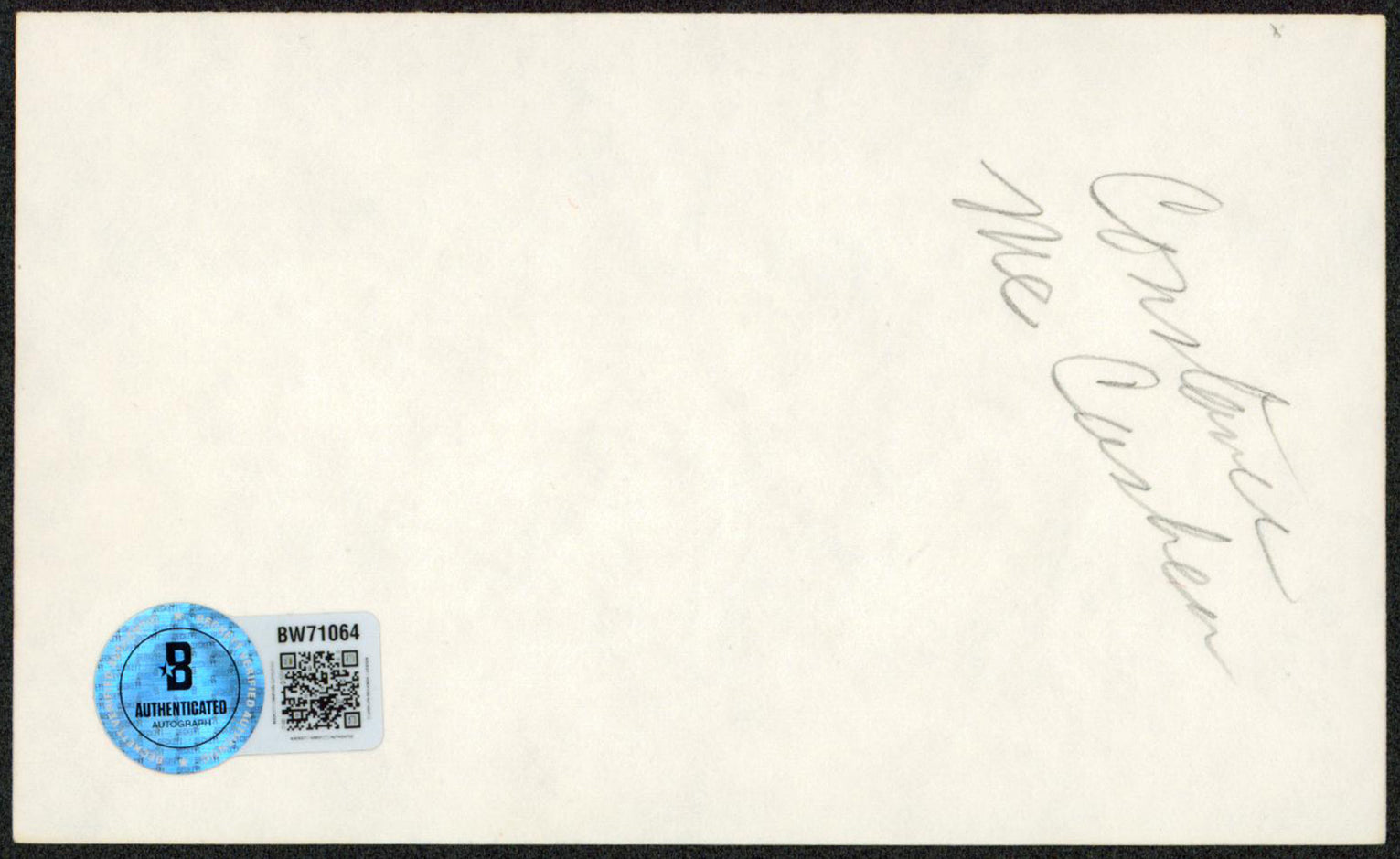 Constance McCasken "All The Best!" Authentic Signed 3x5 Index Card BAS #BW71064