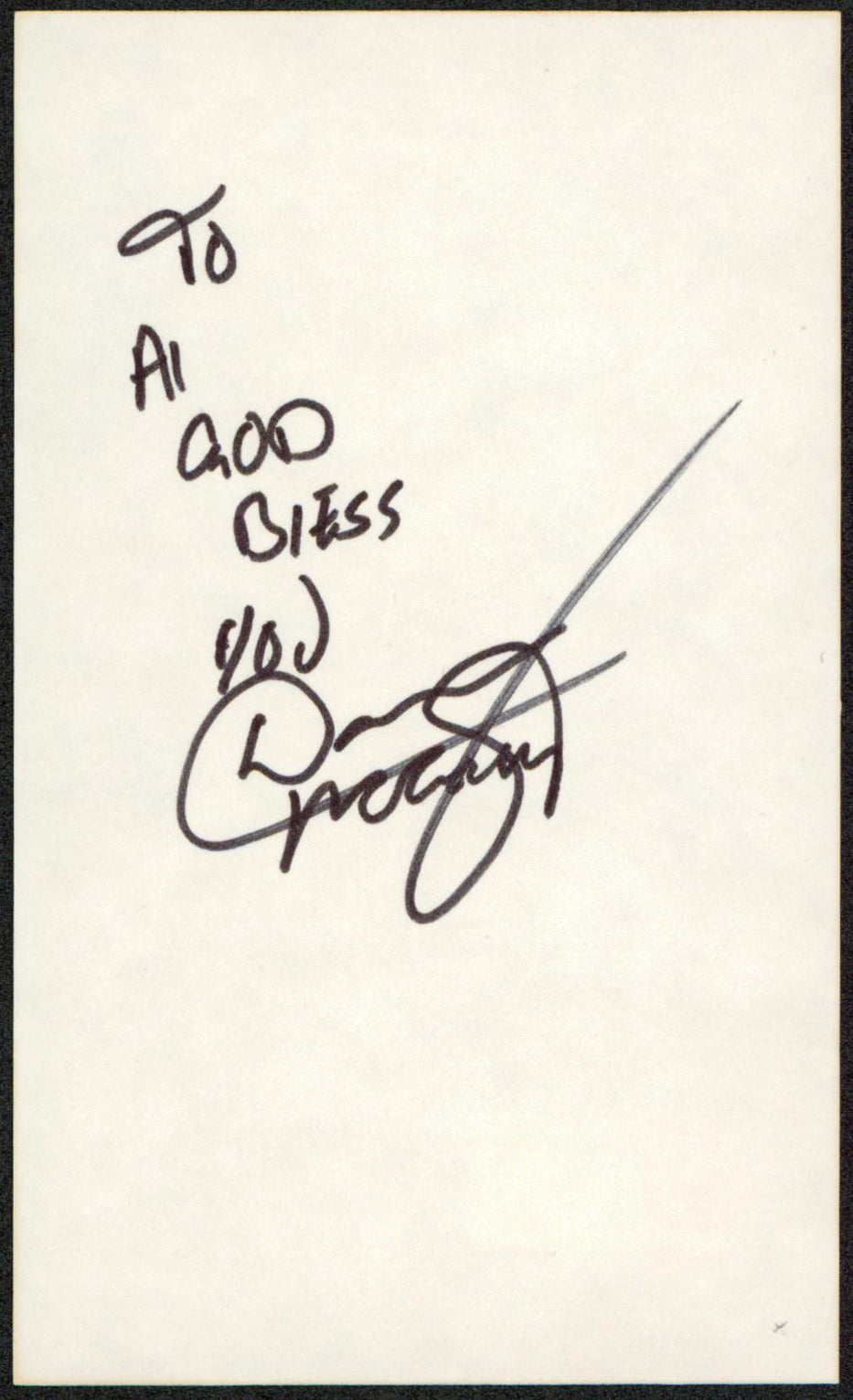 Darius McCrary Family Matters "God Bless You" Signed 3x5 Index Card BAS #BW71058