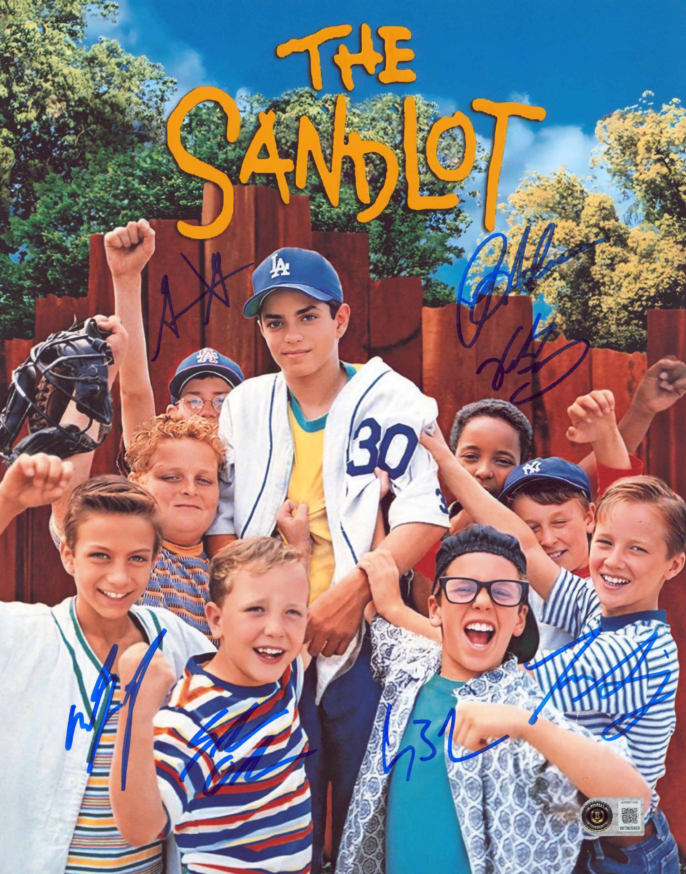 The Sandlot (7) Guiry, Leopardi, Adams +4 Signed 11x14 Photo BAS Witnessed 1