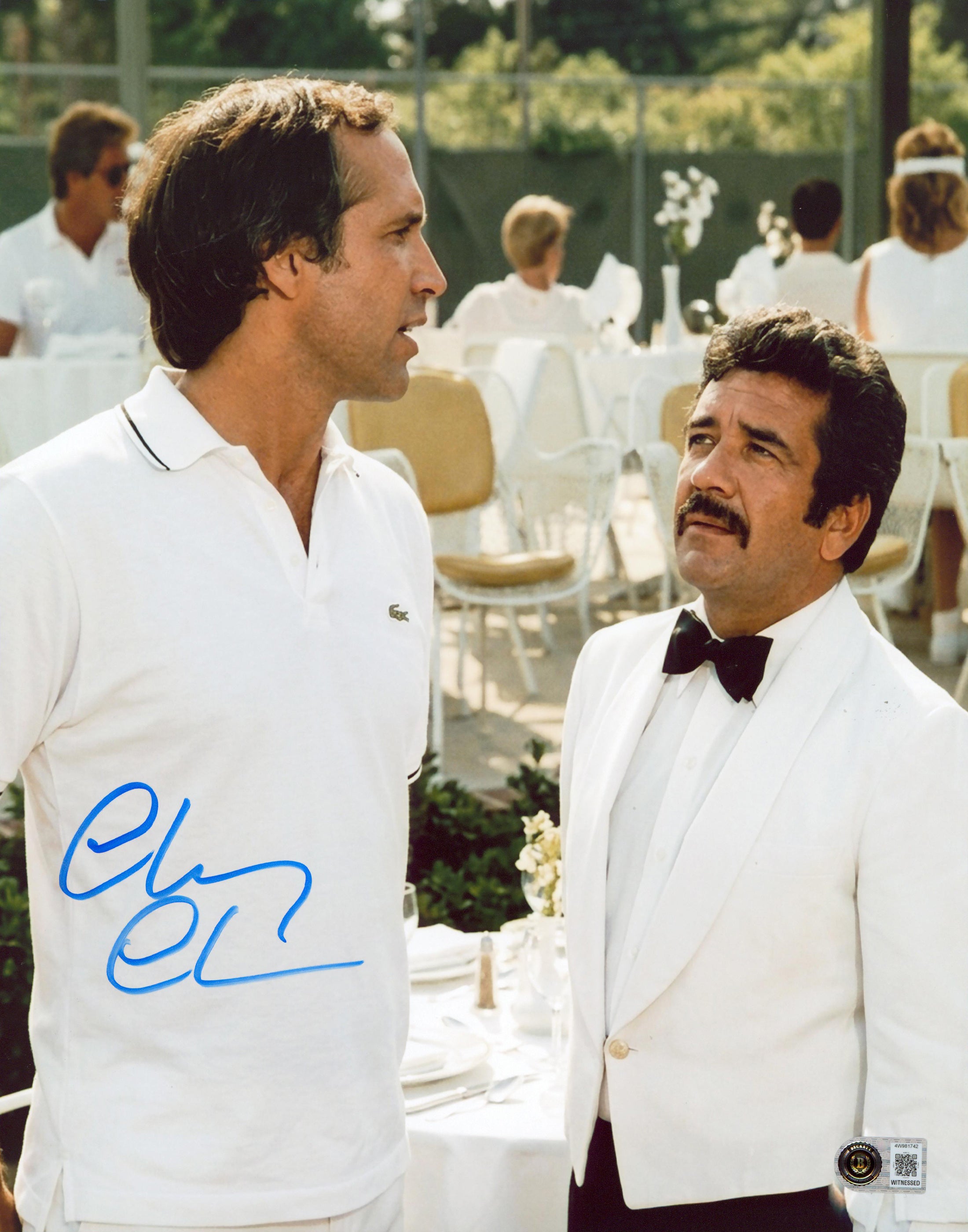 Chevy Chase Fletch Authentic Signed 11x14 Vertical Photo w/ Waiter BAS Witnessed