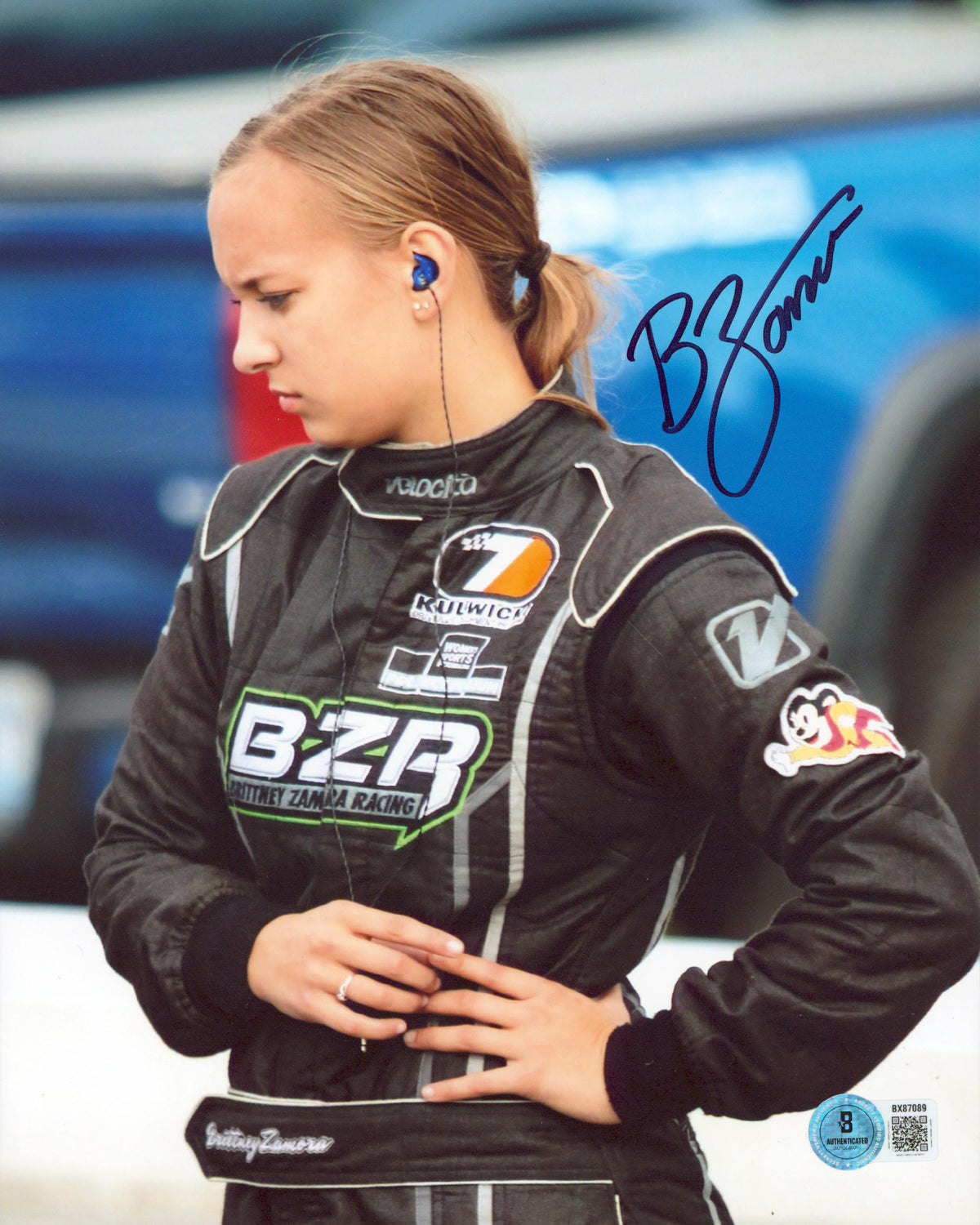 Brittney Zamora NASCAR Authentic Signed 8x10 Vertical Photo Autographed BAS 6