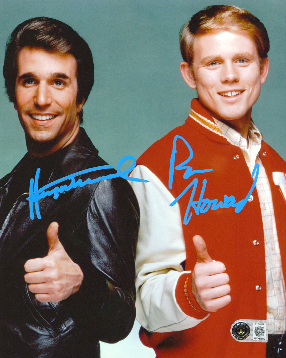 Henry Winkler & Ron Howard Happy Days Authentic Signed 8x10 Vertical Photo BAS 2
