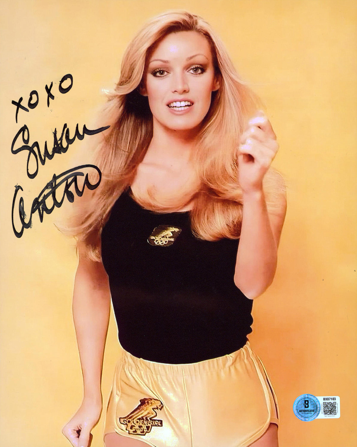 Susan Anton Goldengirl XOXO Authentic Signed 8x10 Vertical Photo BAS #BX87103