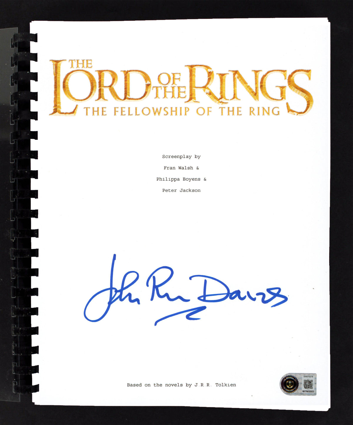 John Rhys-Davies The Lord of the Rings Signed Movie Script BAS Witnessed