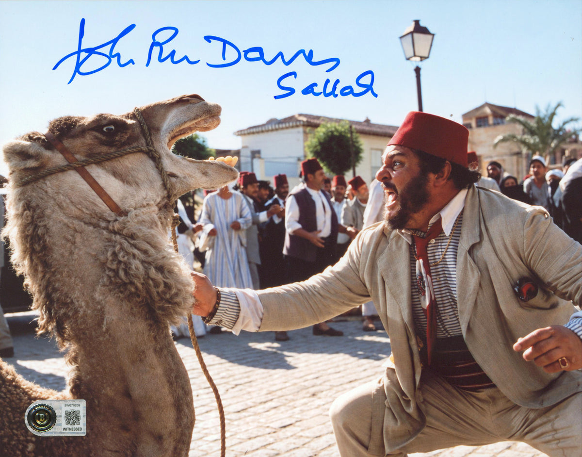 John Rhys-Davies Indiana Jones Signed 8x10 Horizontal Camel Photo BAS Witnessed