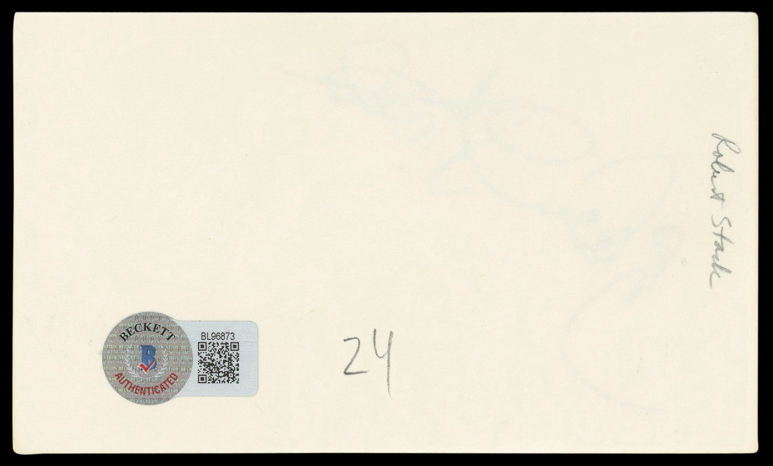 Robert Stack Airplane! Authentic Signed 3x5 Index Card Autographed BAS #BL96873