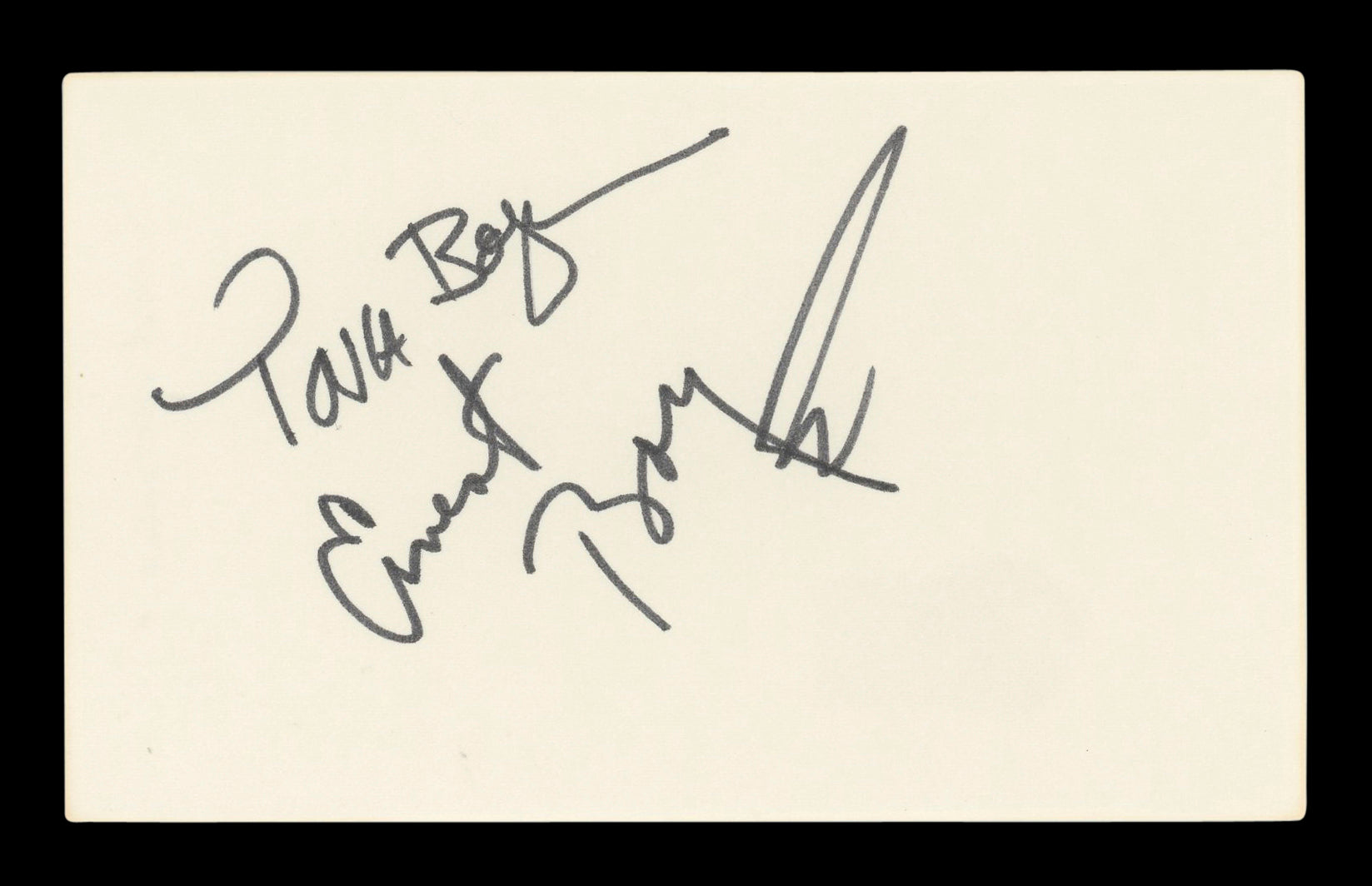Ernest Borgnine McHale's Navy Signed 3x5 Index Card Autographed BAS #AD70368