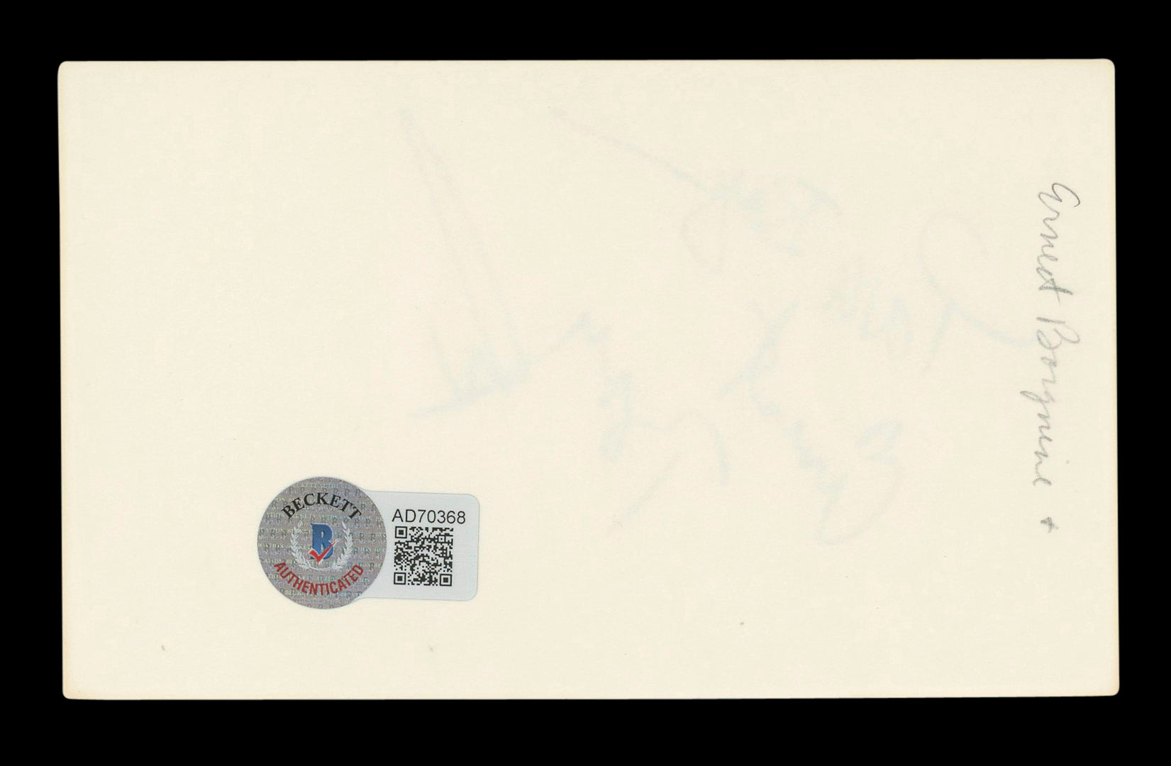 Ernest Borgnine McHale's Navy Signed 3x5 Index Card Autographed BAS #AD70368