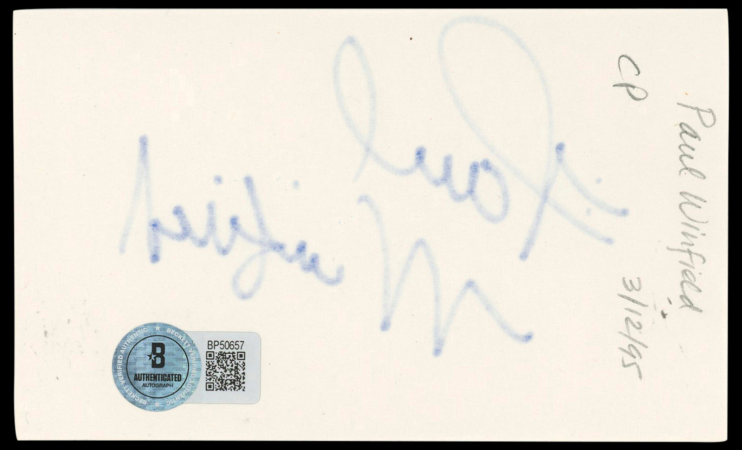 Paul Winfield Sounder Authentic Signed 3x5 Index Card Autographed BAS #BP50657