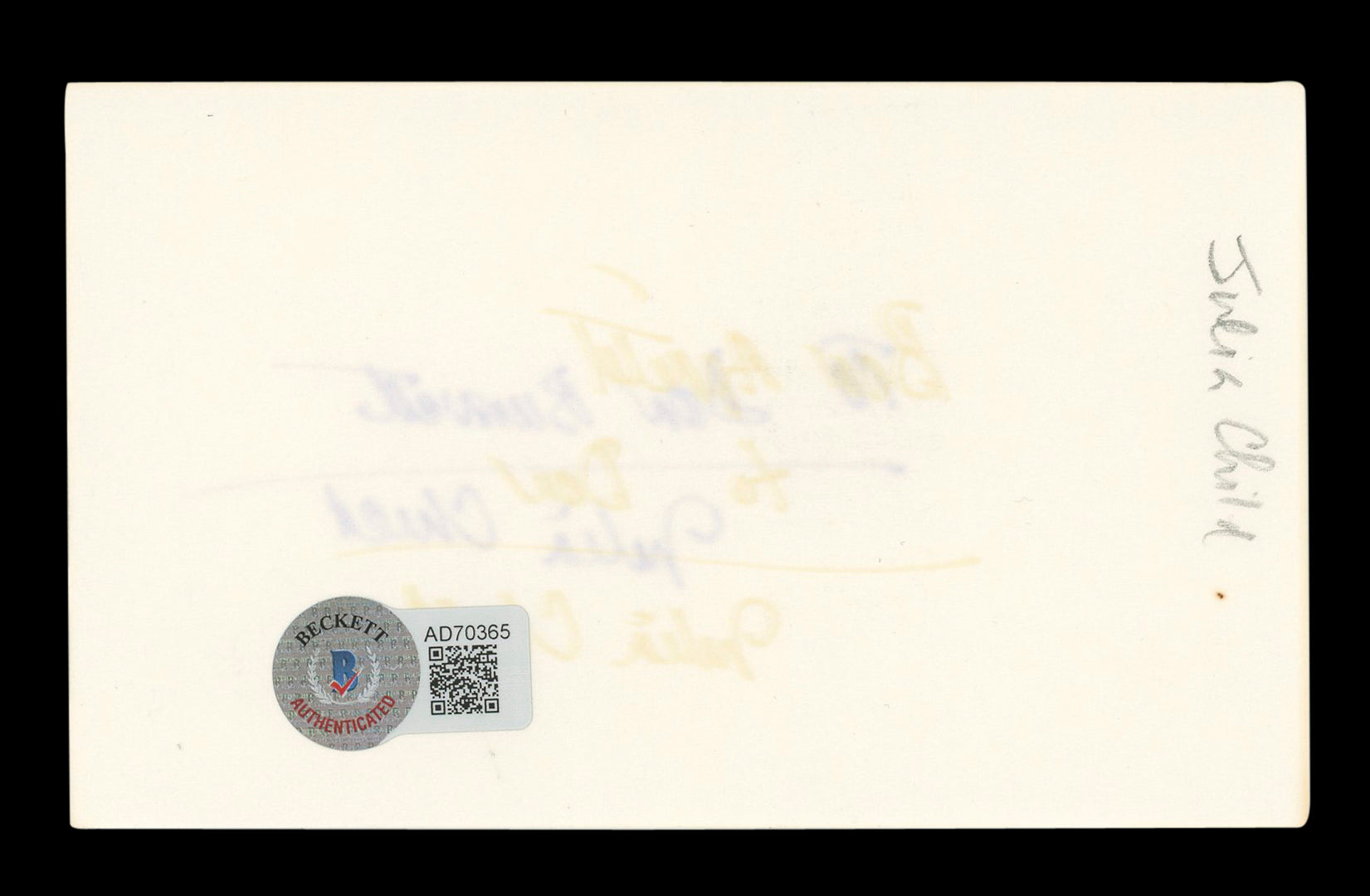 Julia Child Television Host "To Don Burnett" Signed 3x5 Index Card BAS #AD70365