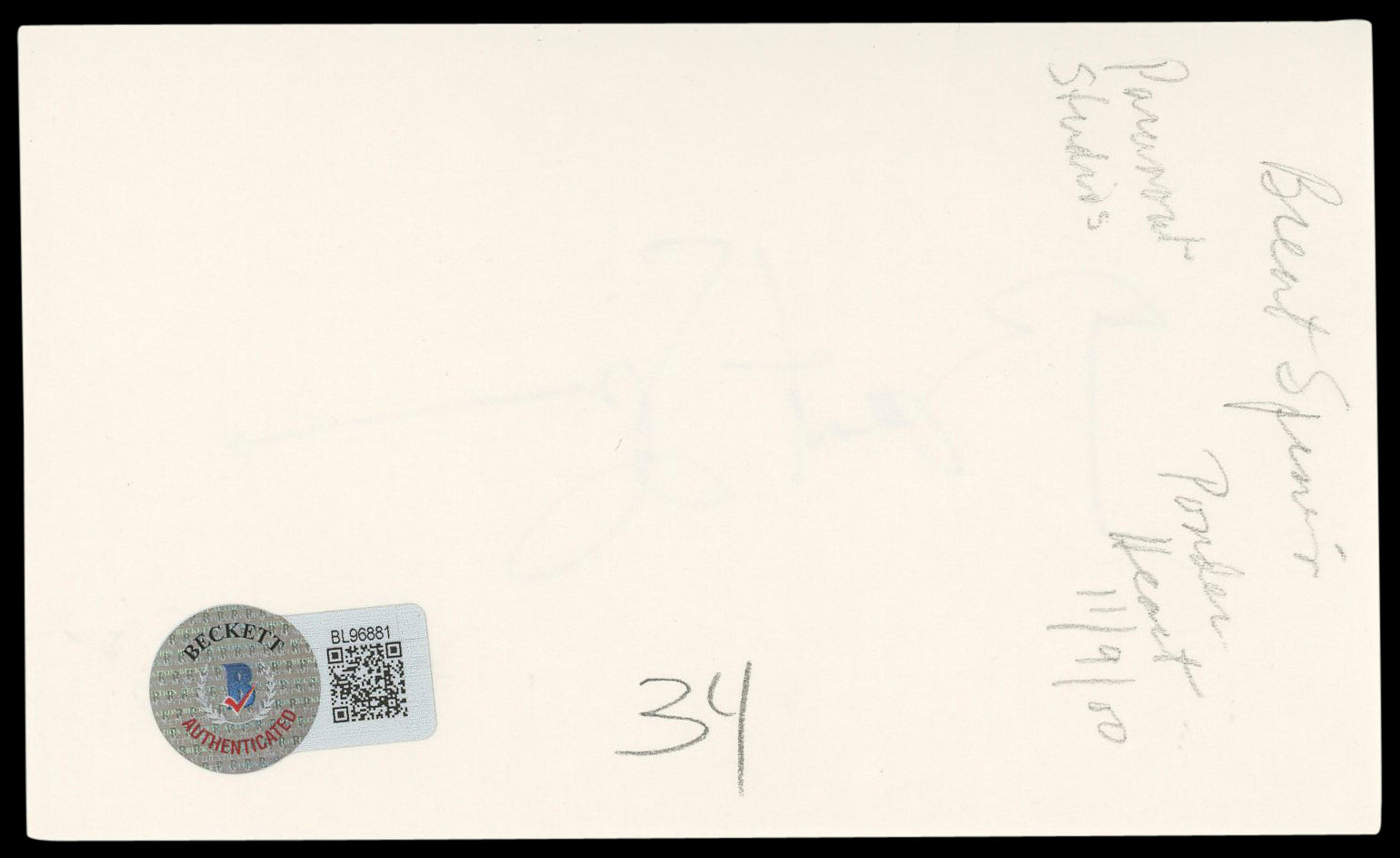 Brent Spiner Star Trek: First Contact Signed 3x5 Index Card BAS #BL96881