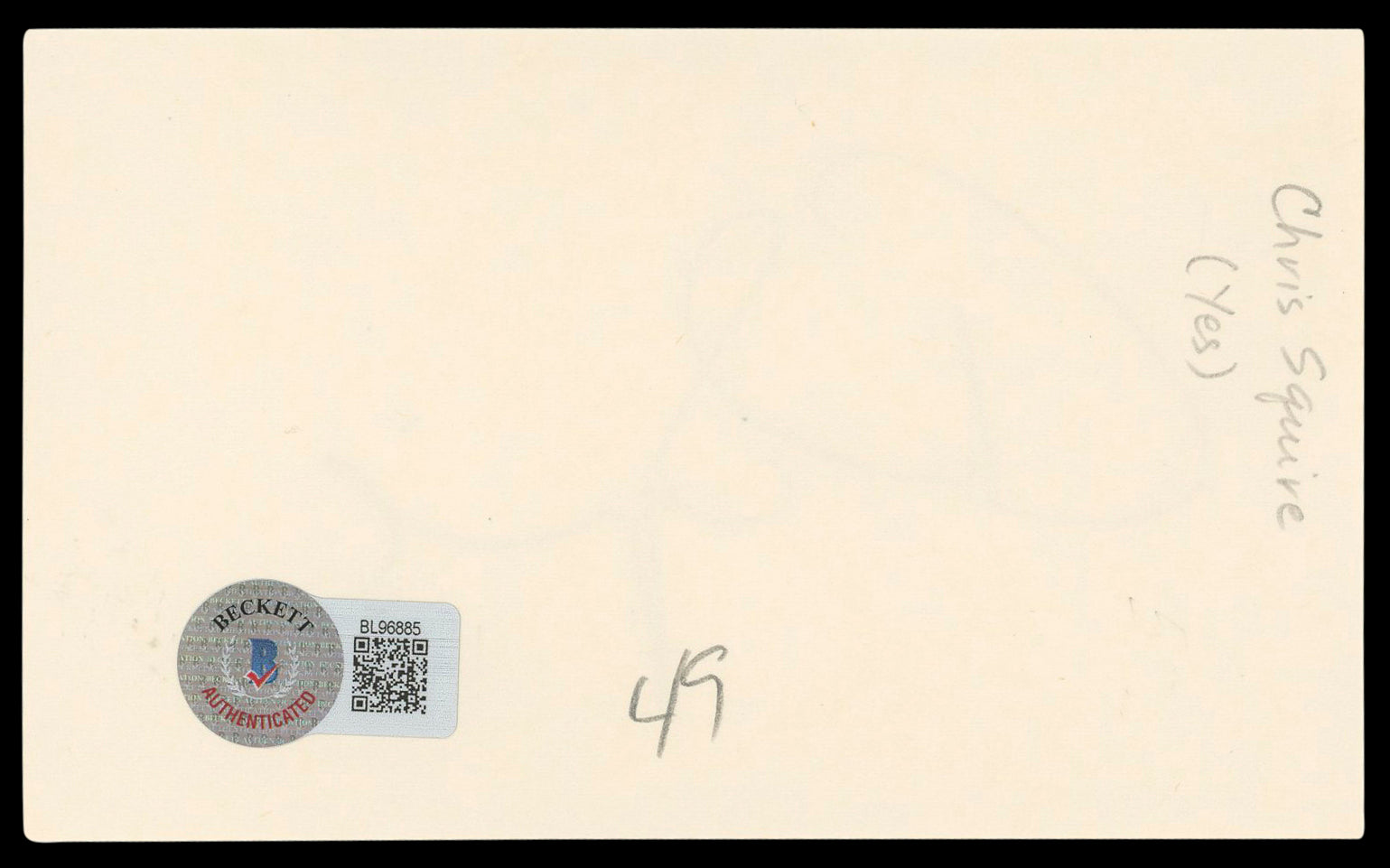 Chris Squire Authentic Signed 3x5 Index Card Autographed BAS #BL96885