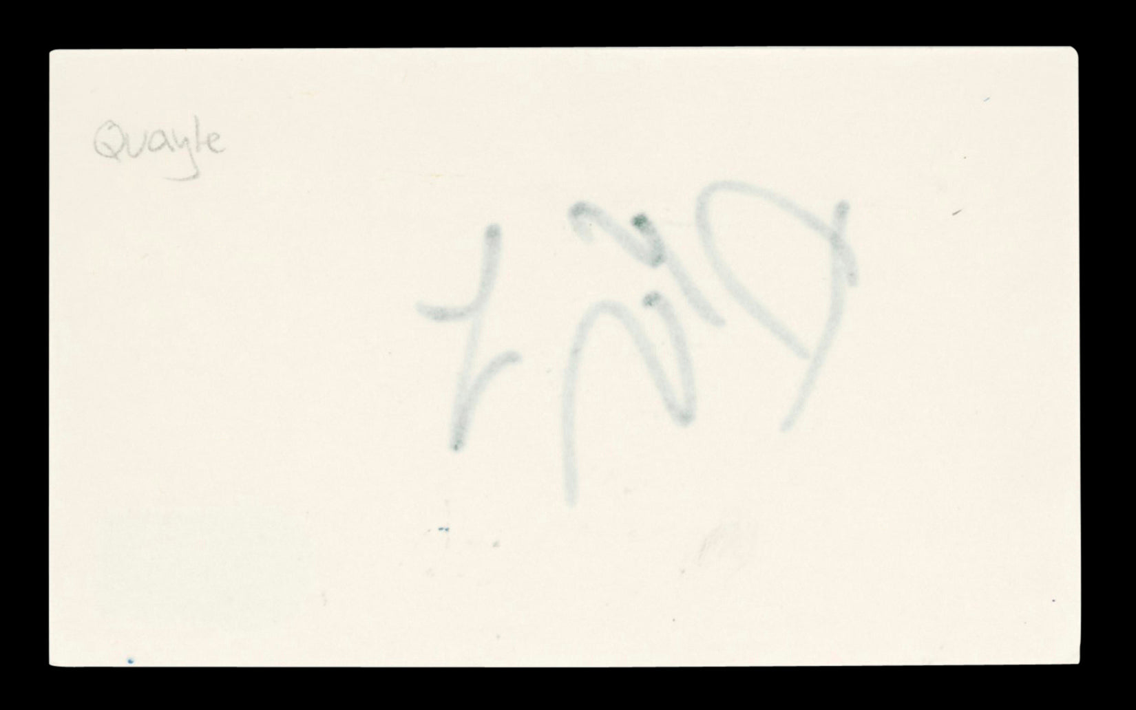 Dan Quayle Authentic Signed 3x5 Index Card Autographed BAS #BT03527