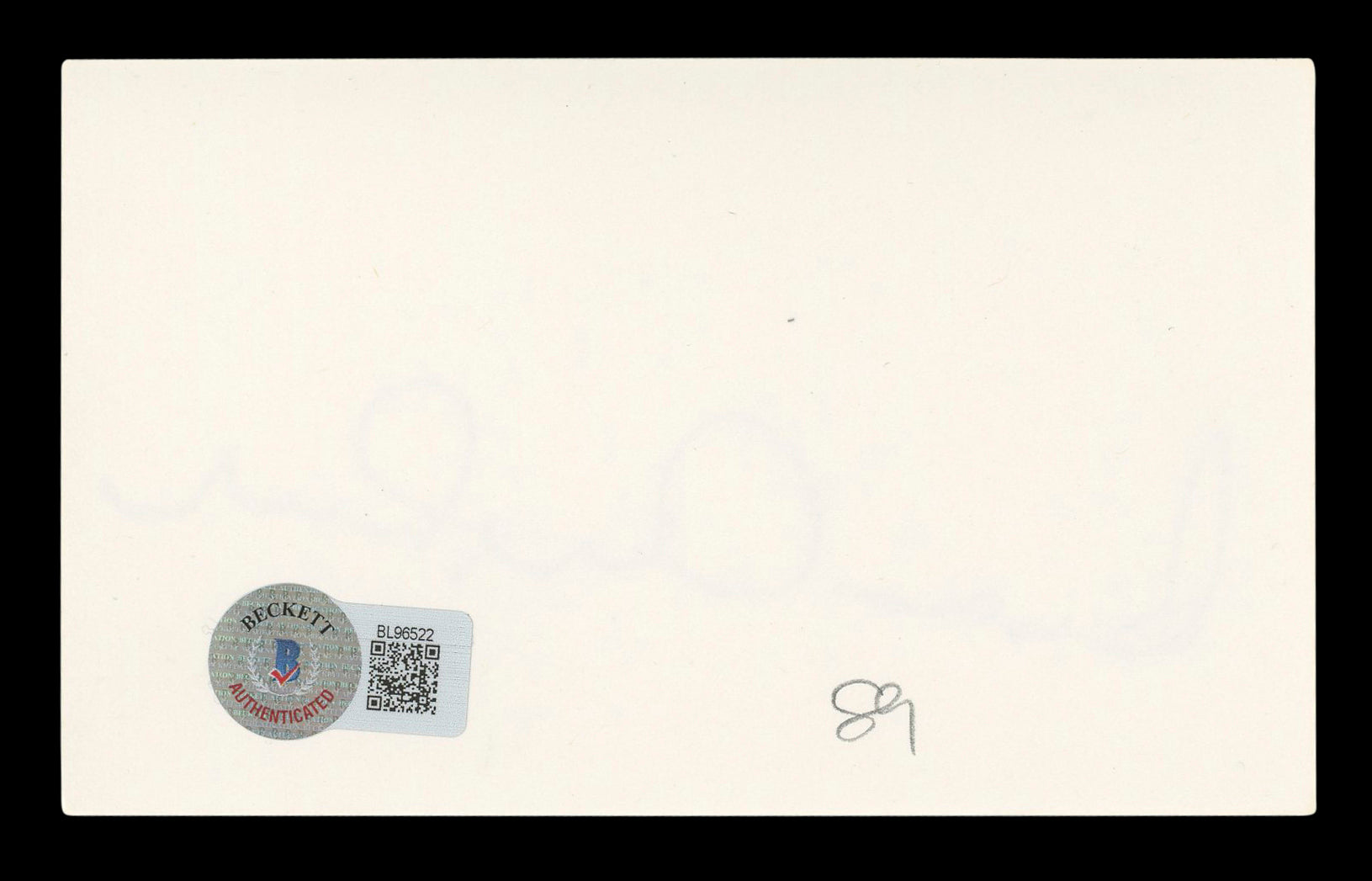 Bea Arthur The Golden Girls Authentic Signed 3x5 Index Card BAS #BL96522