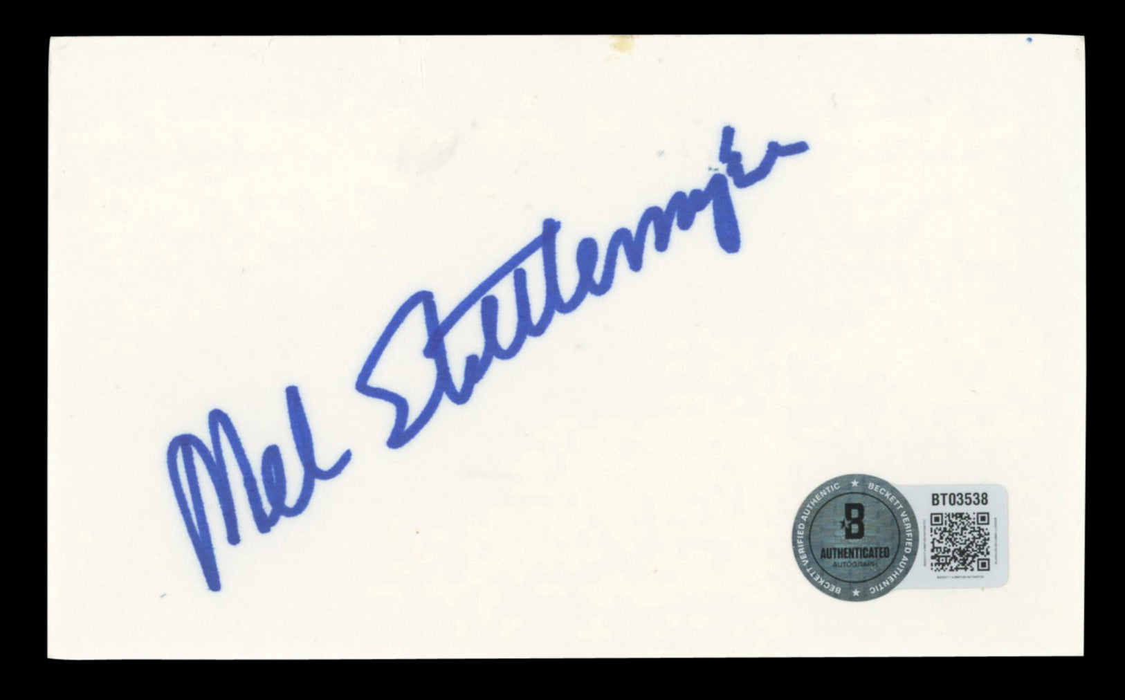 Yankees Mel Stottlemyre Authentic Signed 3x5 Index Card Autographed BAS #BT03538