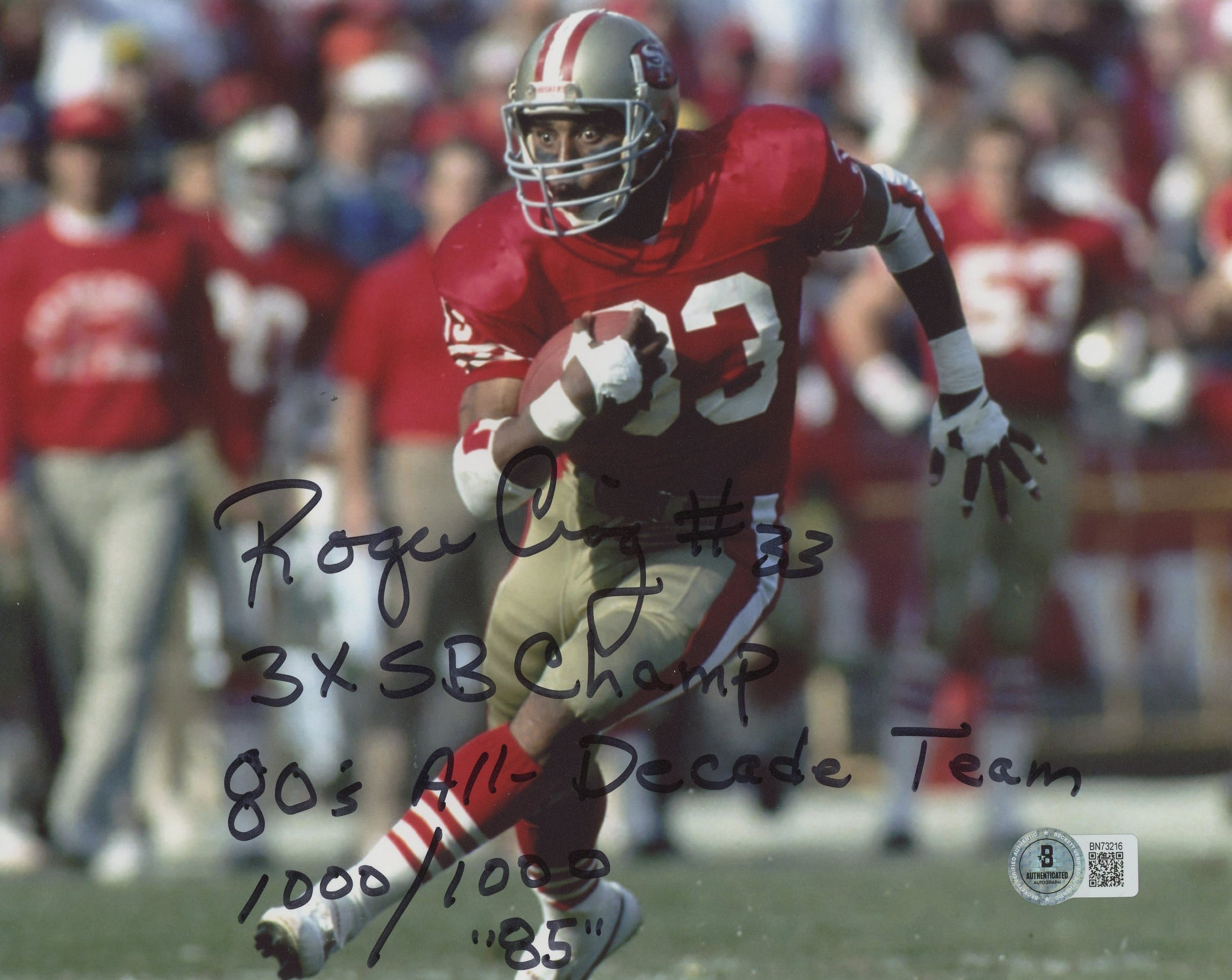 49ers Roger Craig "3x Insc" Authentic Signed 8x10 Photo Autographed BAS #BN73216