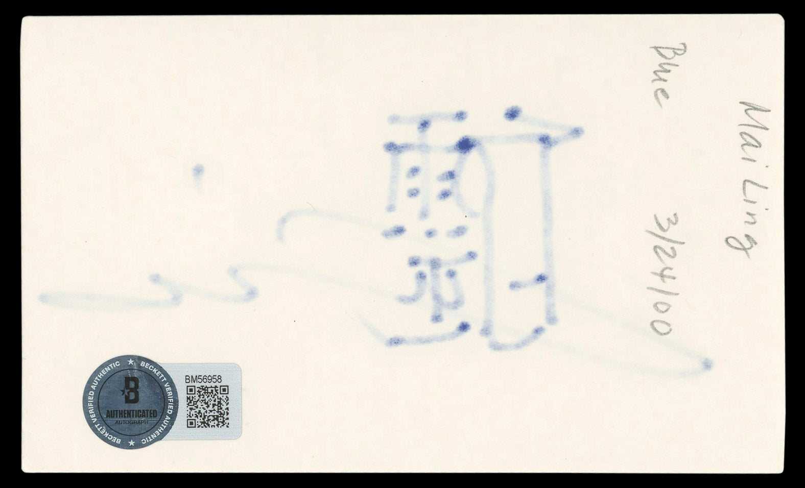 Mai Ling Goldfinger Authentic Signed 3x5 Index Card Autographed BAS #BM56958
