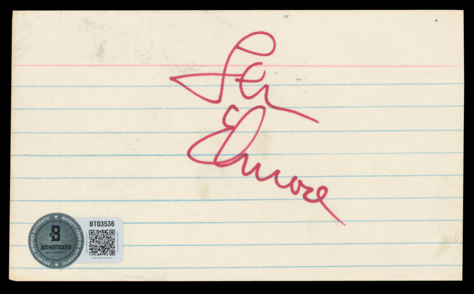 Len Elmore Sportscaster Authentic Signed 3x5 Index Card Autographed BAS #BT03536