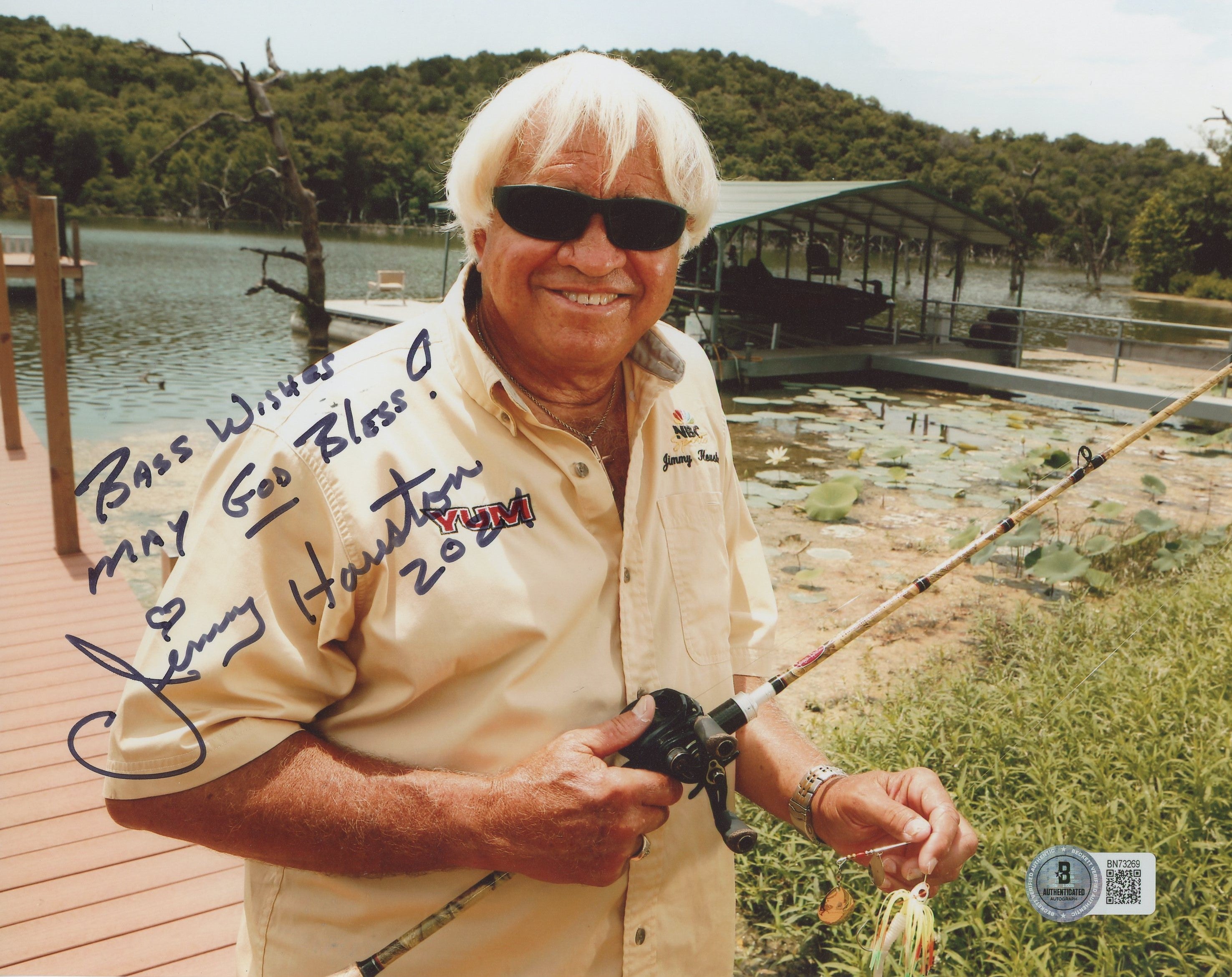 Jimmy Houston "Bass Wishes May God Bless 2024" Signed 8x10 Photo BAS #BN73269