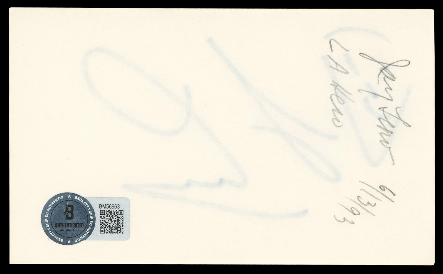Jay Leno The Tonight Show "Smiley Face" Signed 3x5 Index Card BAS #BM56963