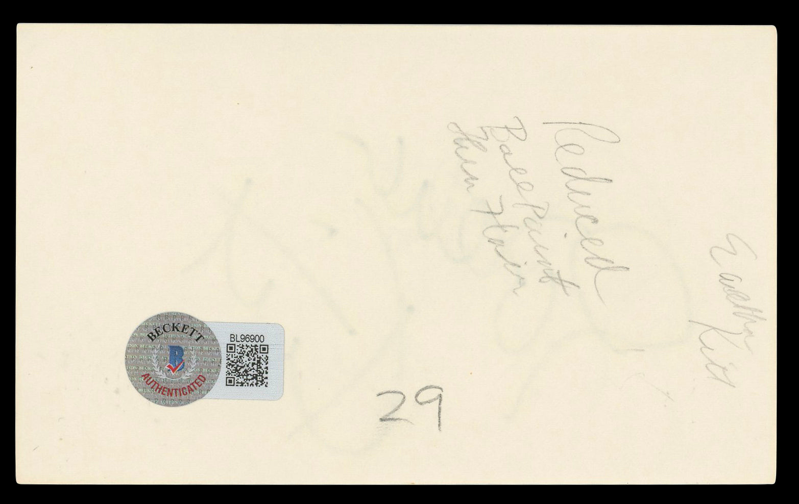 Eartha Kitt Emperor's New Groove Authentic Signed 3x5 Index Card BAS #BL96900